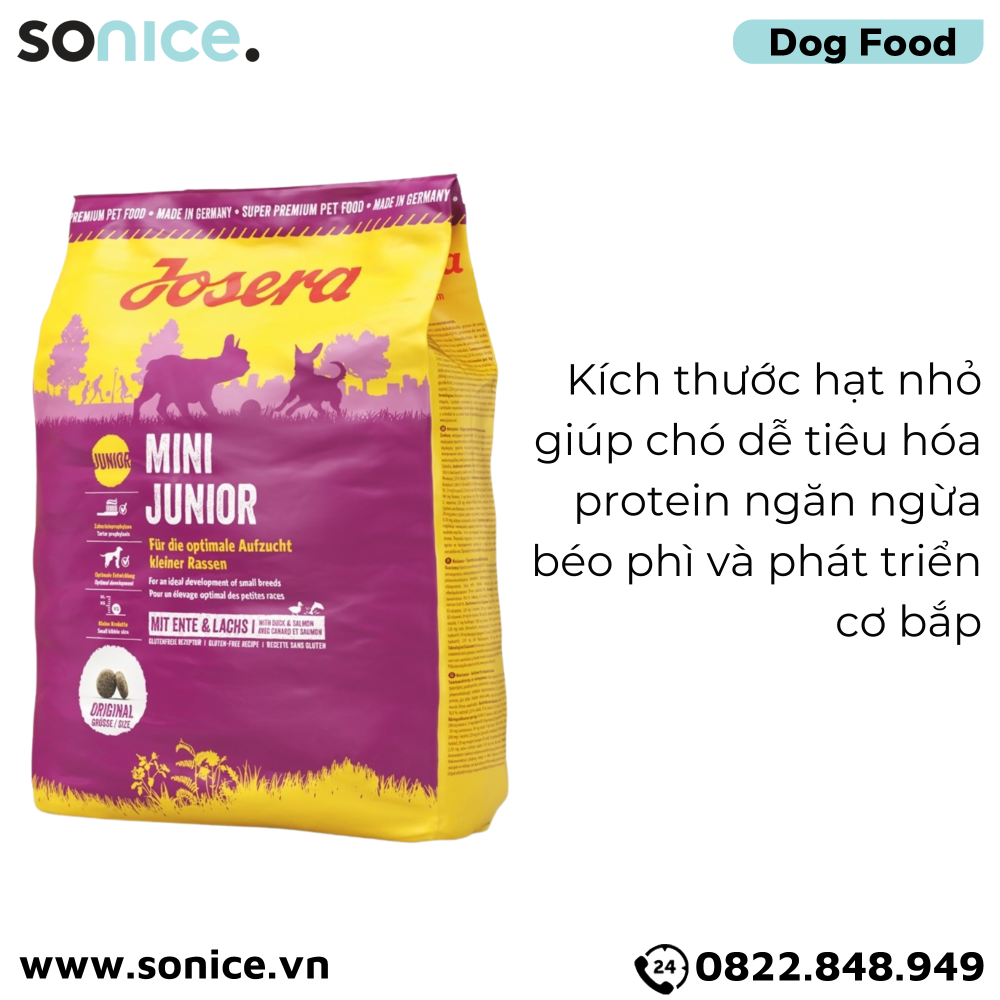 Thức ăn chó Josera Mini Junior 9kg - chó con giống nhỏ nhập Germany SONICE.