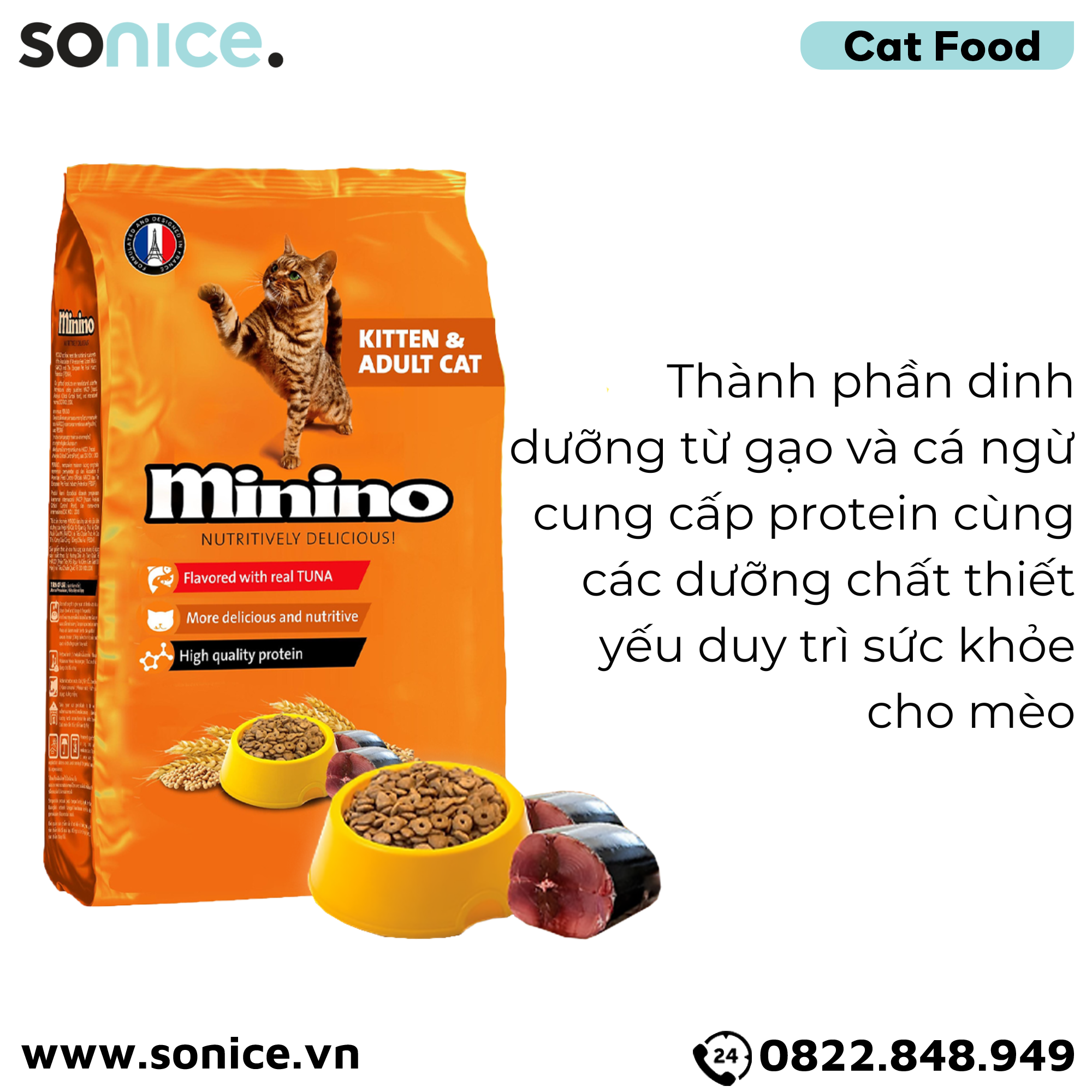 Thức ăn mèo Minino Tuna 6.5kg SONICE.