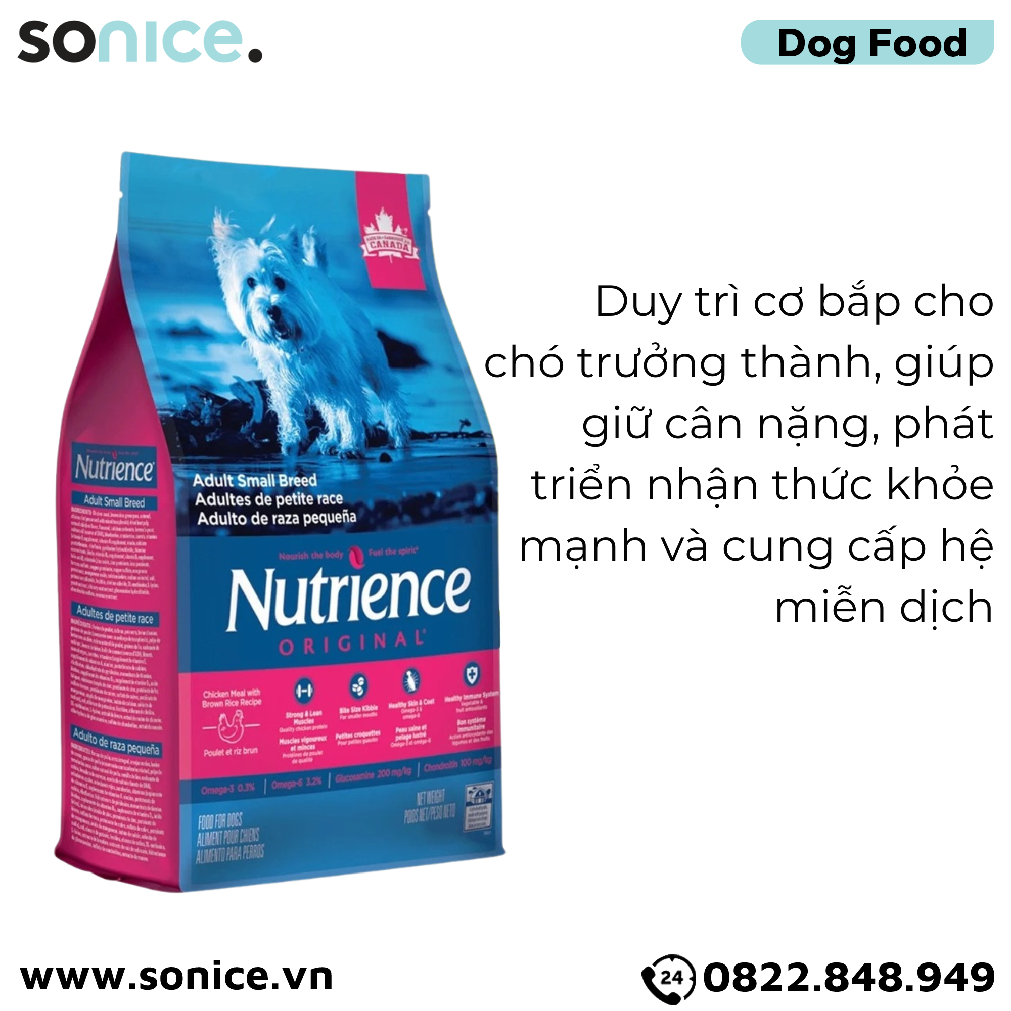 Thức ăn chó Nutrience Original thịt gà rau củ 5kg - Giống nhỏ trưởng thành SONICE.