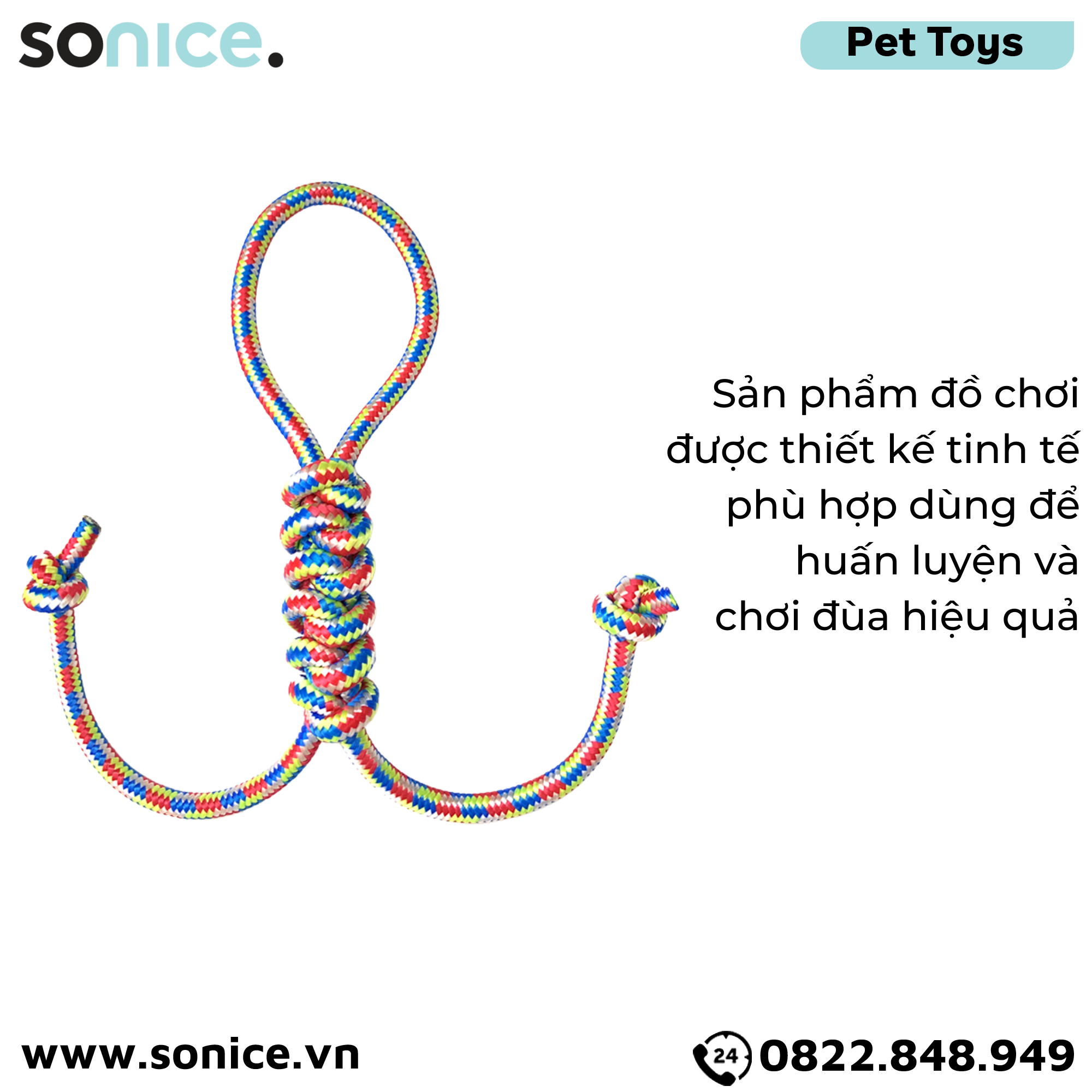 Đồ chơi Lumidori Cottonblend 2 Knot Rope Toys - Dây gặm hai râu rút SONICE.