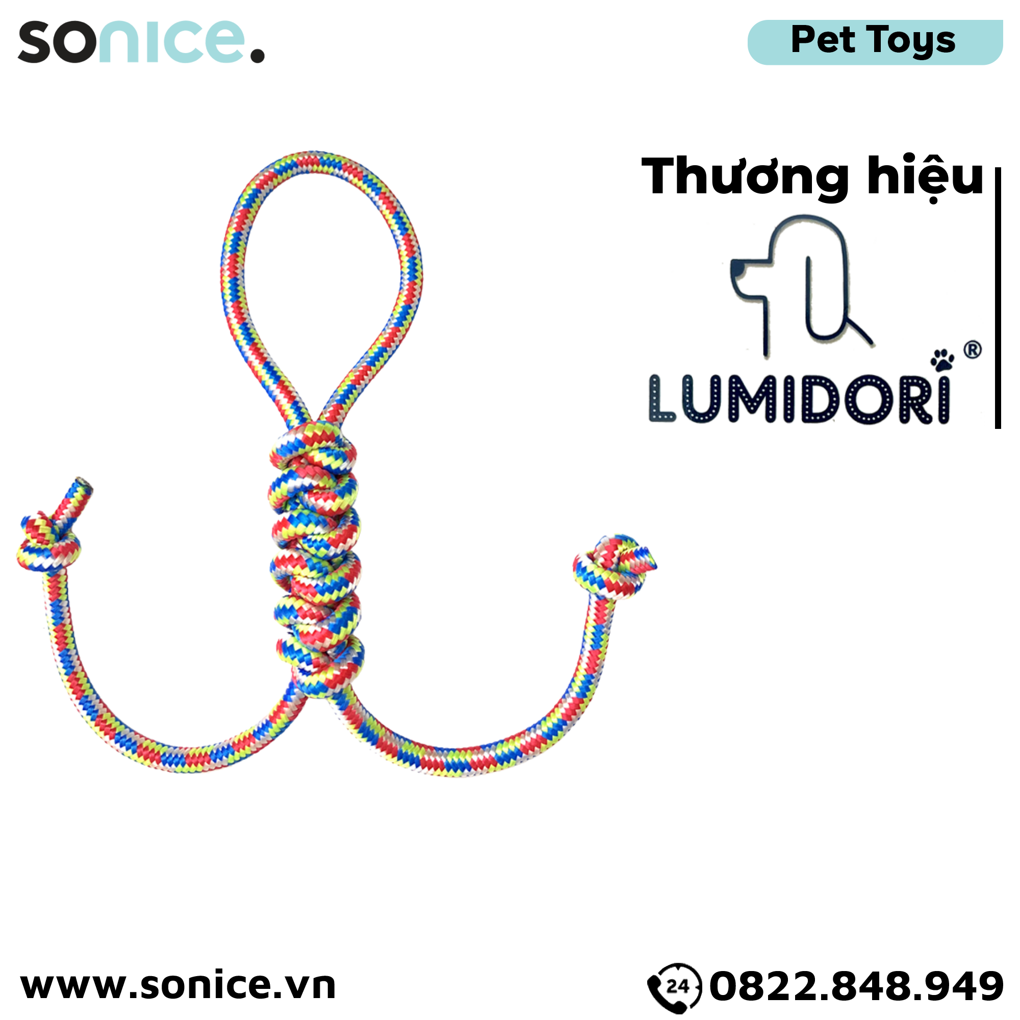Đồ chơi Lumidori Cottonblend 2 Knot Rope Toys - Dây gặm hai râu rút SONICE.
