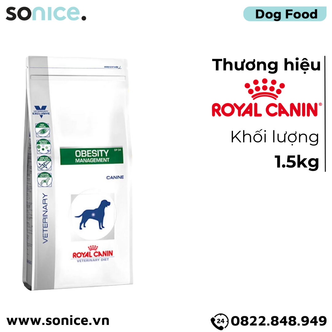 Thức ăn chó Royal Canin Obesity Canine 1.5kg - Hỗ trợ giảm cân SONICE.