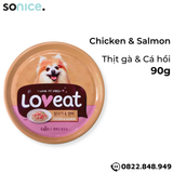  Combo Pate chó LoveEat Chicken, Tuna, Salmon & Beef 90g - 12 lon mix vị SONICE. 