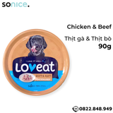  Combo Pate chó LoveEat Chicken, Tuna, Salmon & Beef 90g - 12 lon mix vị SONICE. 