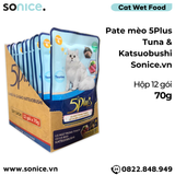  Pate mèo 5Plus Tuna & Katsuobushi 70g - hộp 12 gói SONICE. 