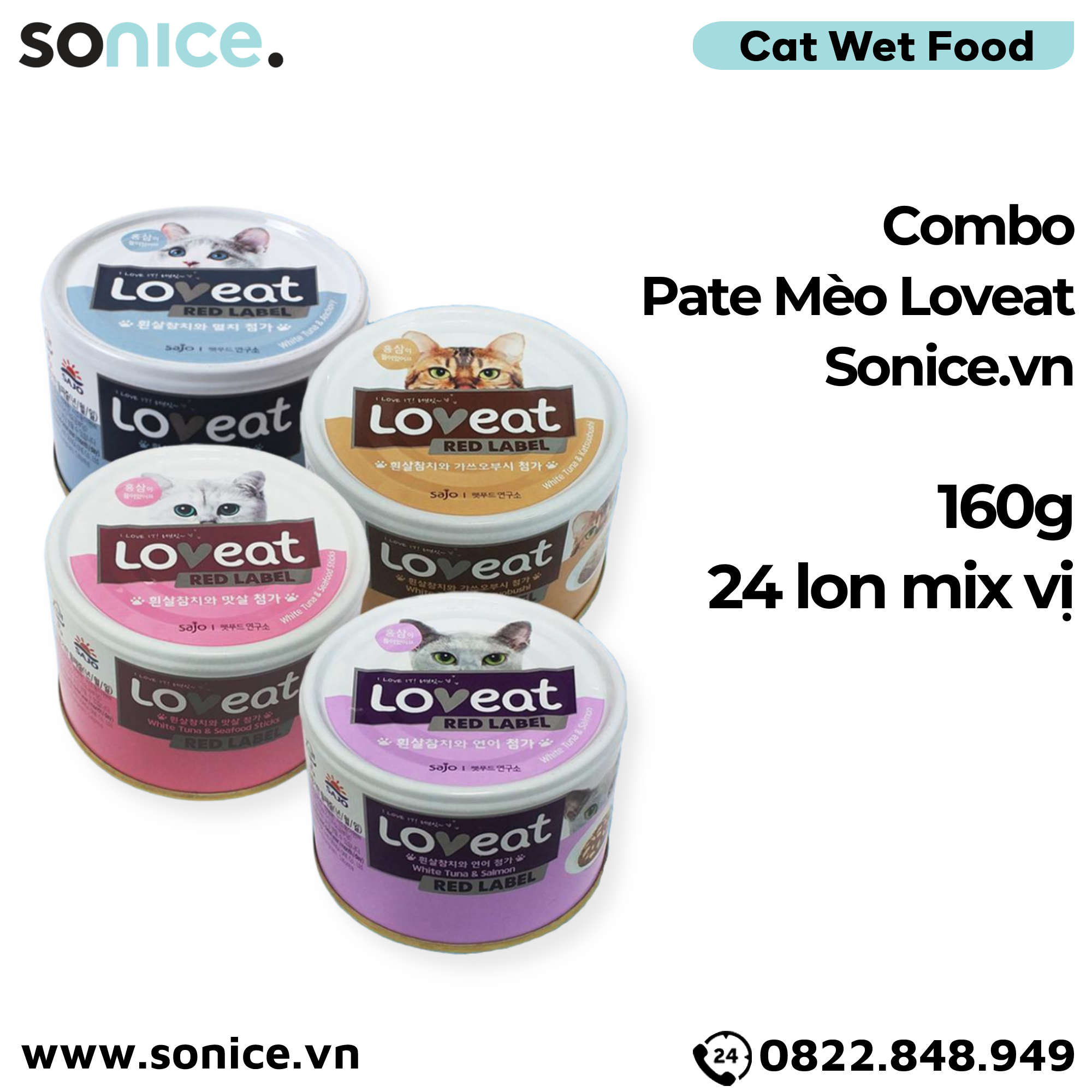 Combo Pate mèo LoveEat 160g Korea - 24 lon SONICE.