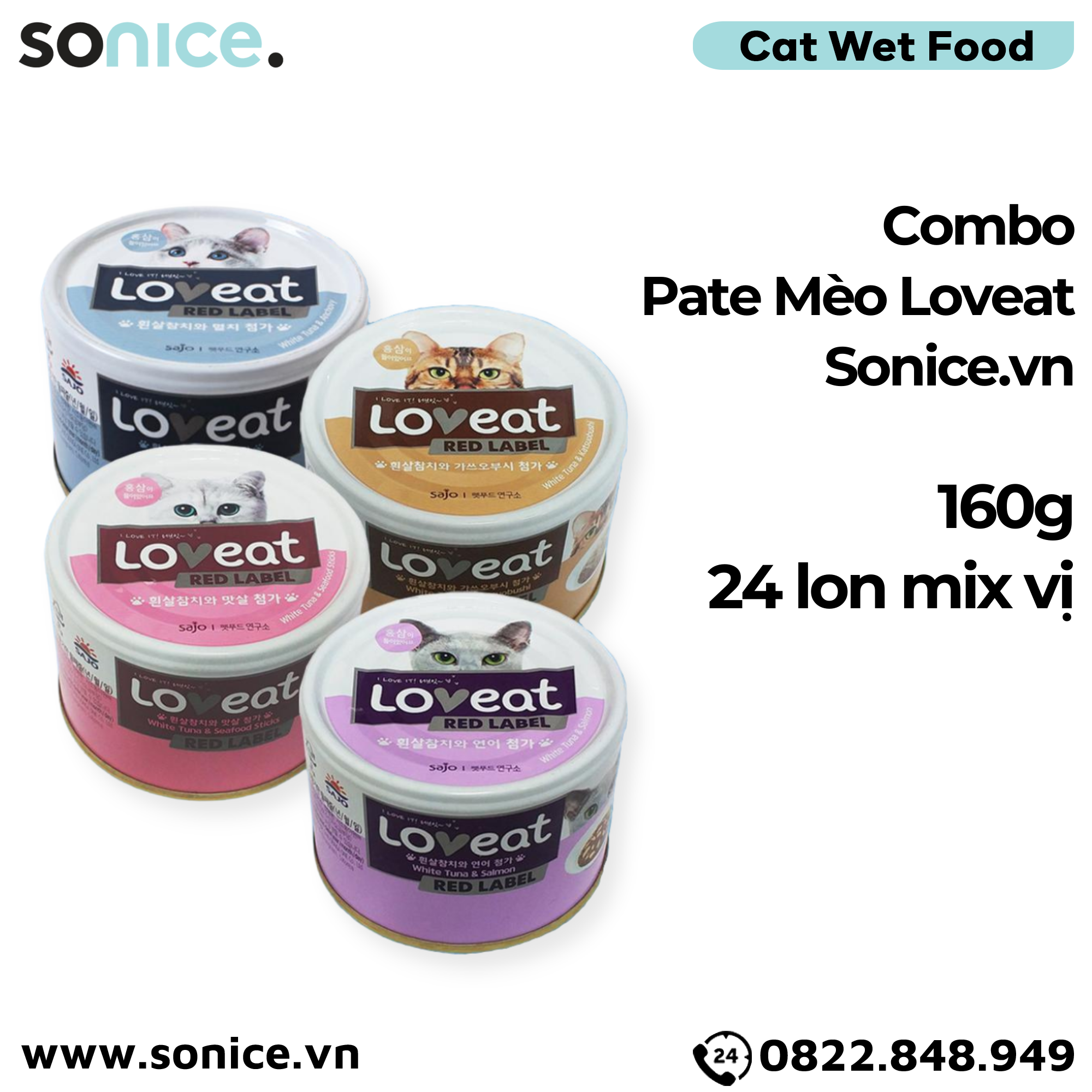  Combo Pate mèo LoveEat 160g Korea - 24 lon SONICE. 