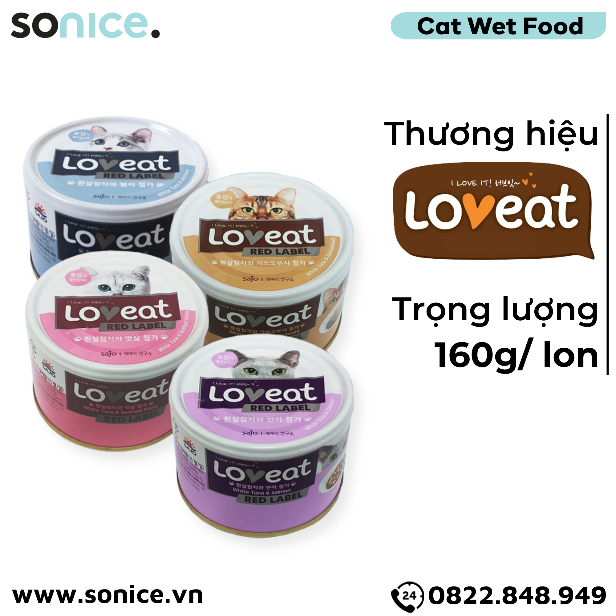 Combo Pate mèo LoveEat 160g Korea - 24 lon SONICE.