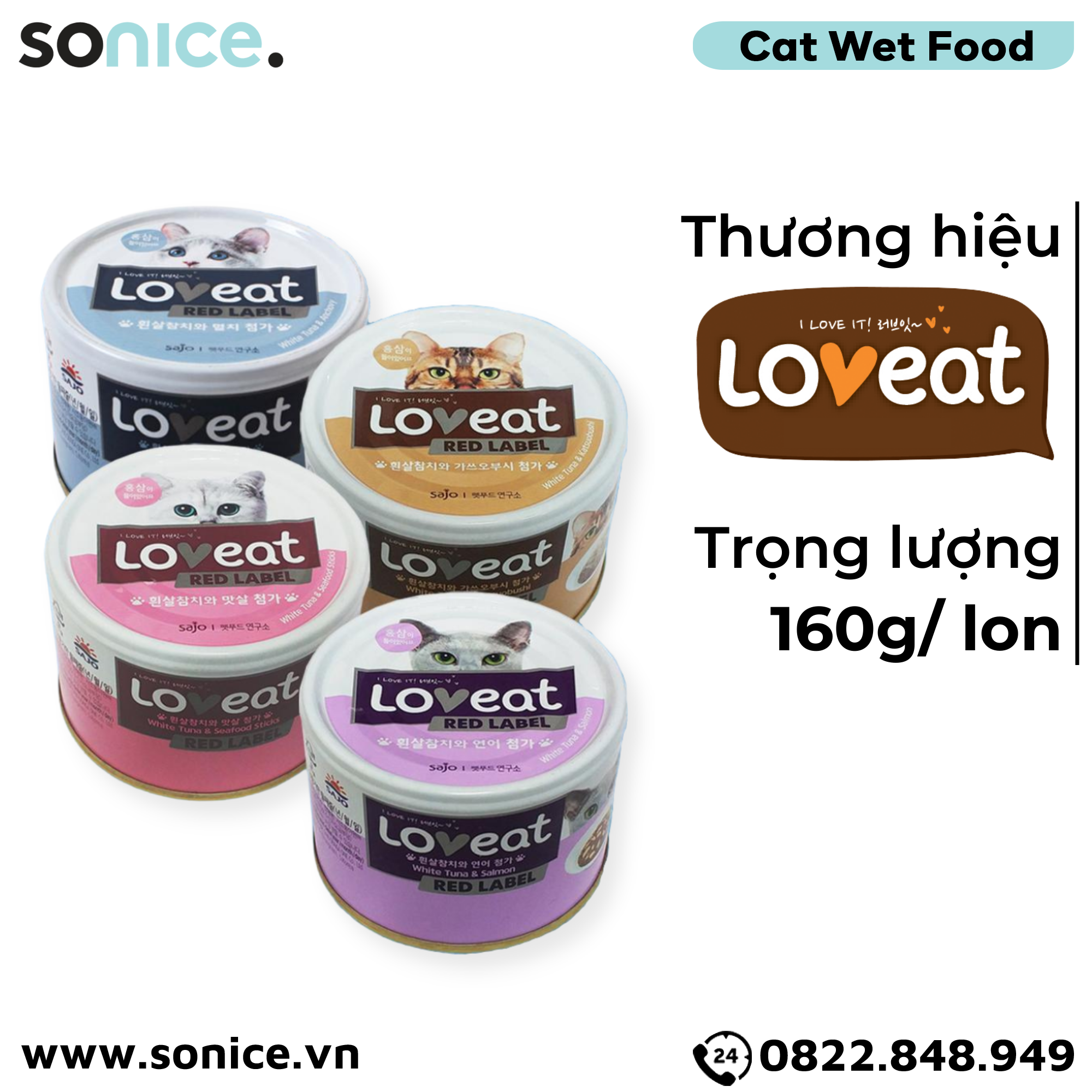  Combo Pate mèo LoveEat 160g Korea - 48 lon SONICE. 