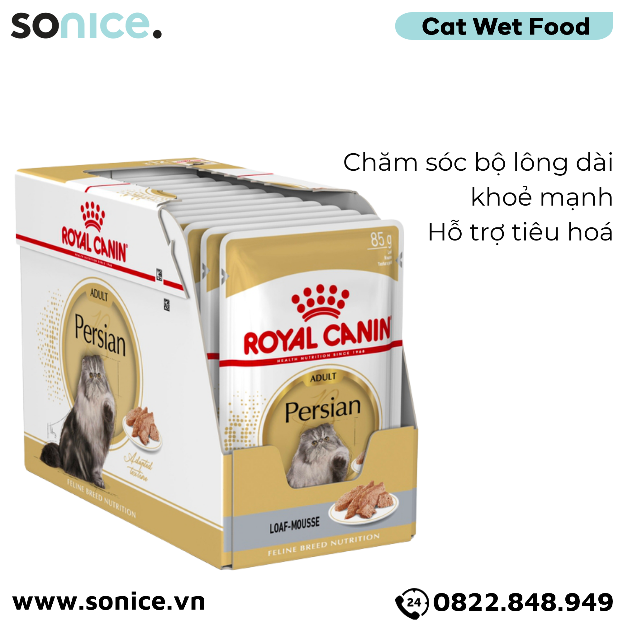 Pate mèo Royal Canin Persian Adult Loaf 85g - Hộp 12 gói SONICE