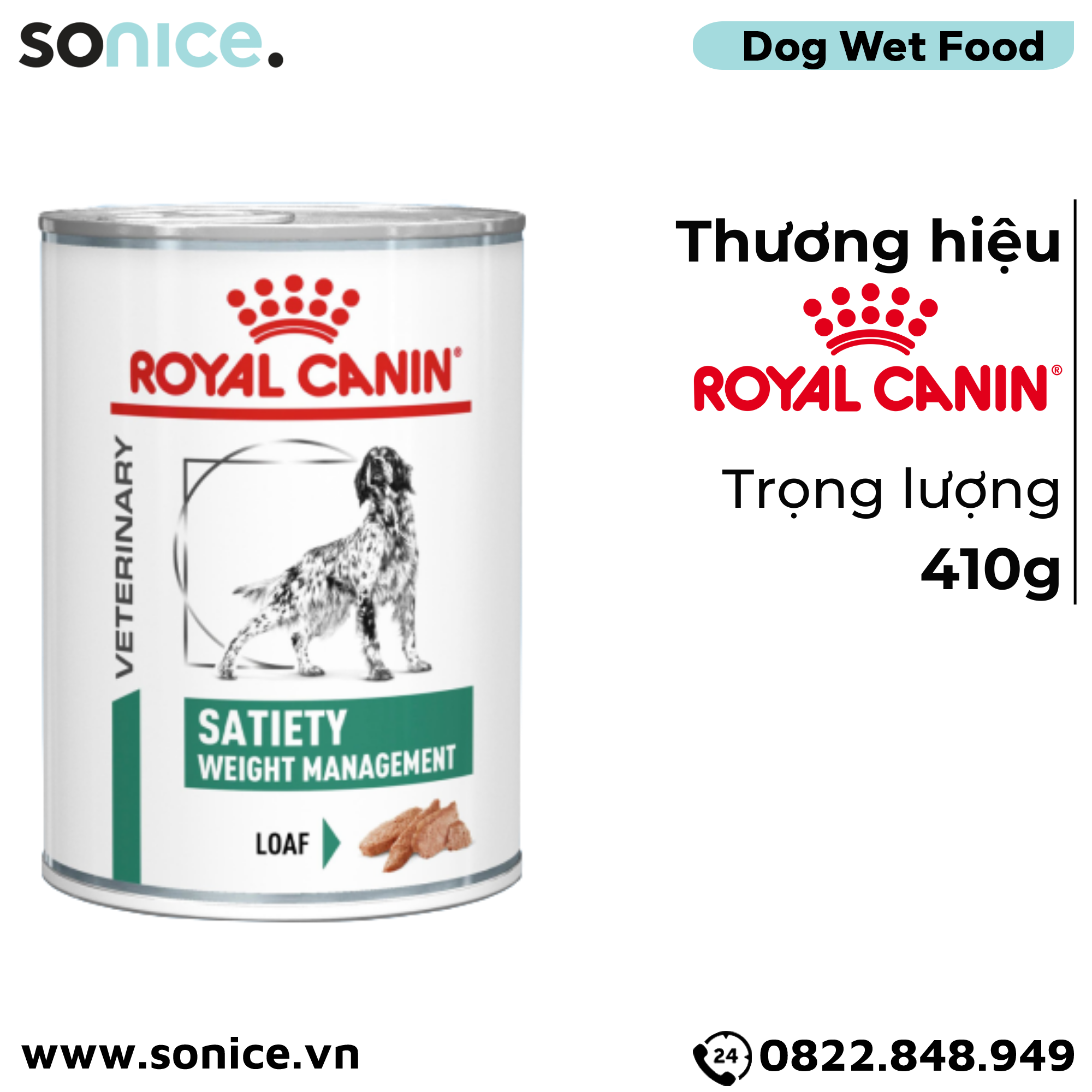 Pate chó Royal Canin Satiety Canine Weight Management Loaf 410g - Hỗ trợ giảm cân SONICE.