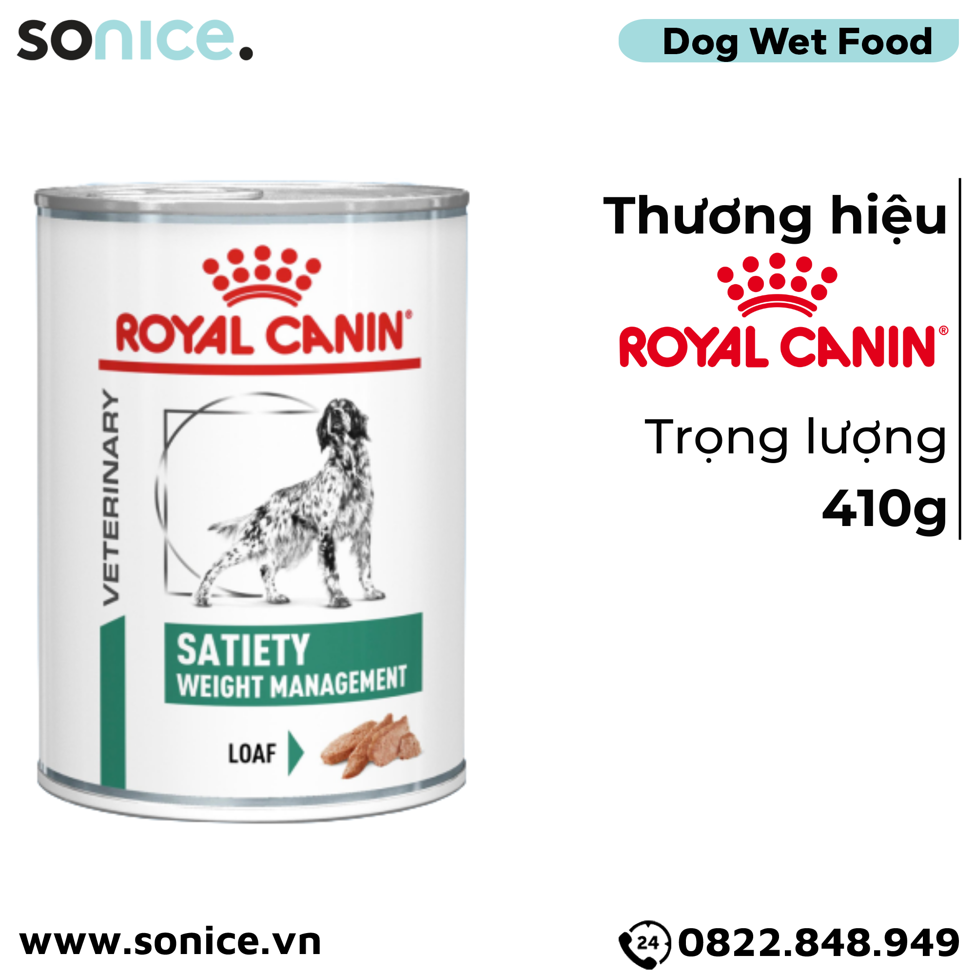  Pate chó Royal Canin Satiety Canine Weight Management Loaf 410g - Hỗ trợ giảm cân SONICE. 