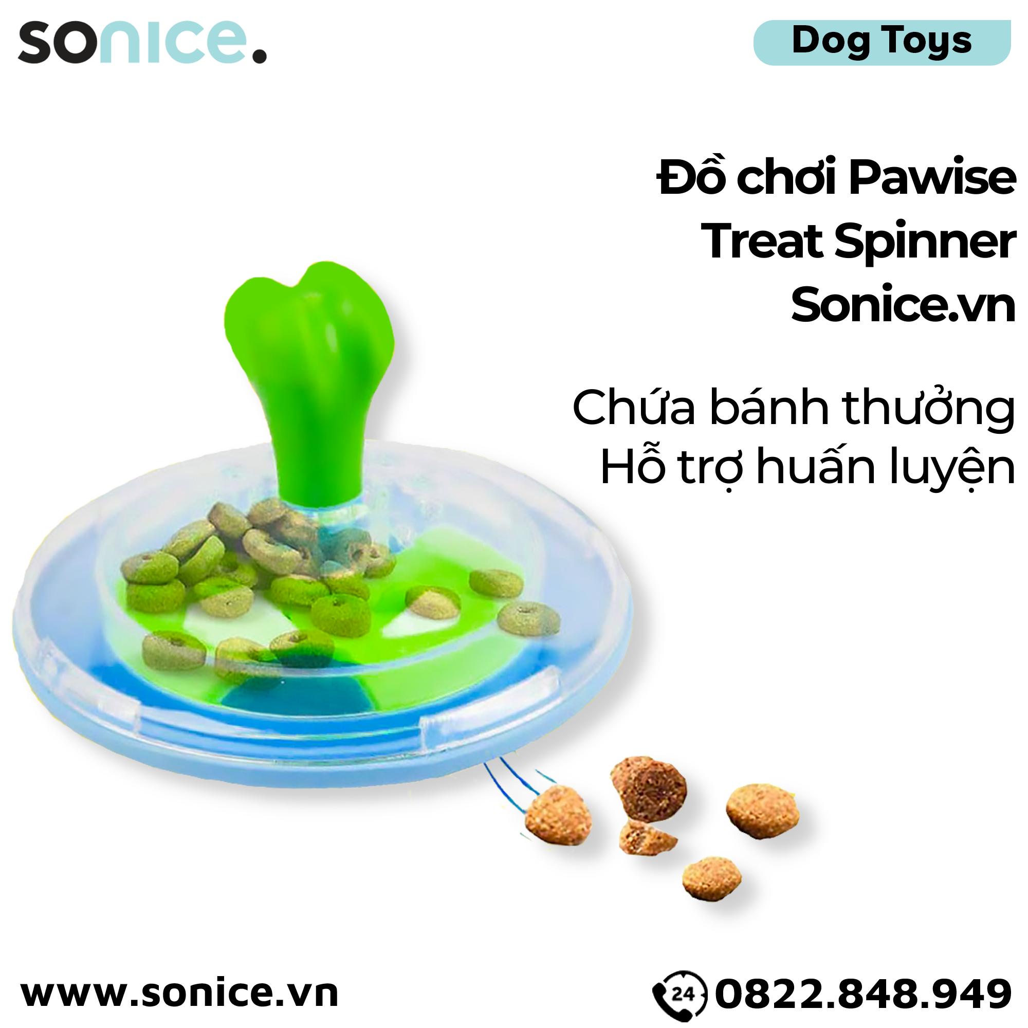Đồ chơi Pawise Treat Spinner Toys - Chứa bánh thưởng, hỗ trợ huấn luyện SONICE.