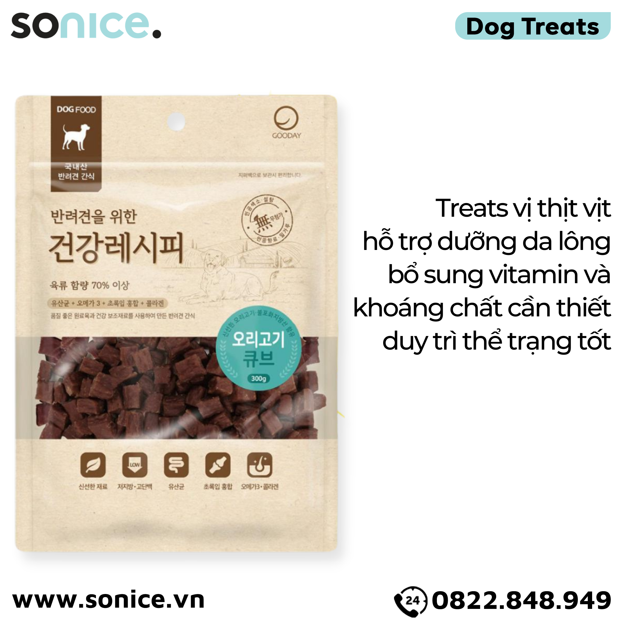 Treats mixer Cube Petsmix Duck 300g Korea - Thịt vịt, có thể mix với hạt, hỗ trợ tiêu hoá, xương khớp, dưỡng da lông SONICE.