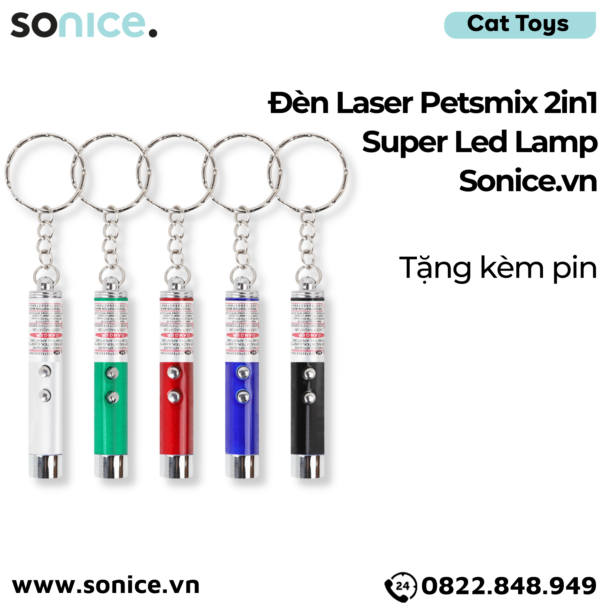 Đèn Laser Petsmix 2in1 Super Led Lamp - Tặng kèm pin SONICE.
