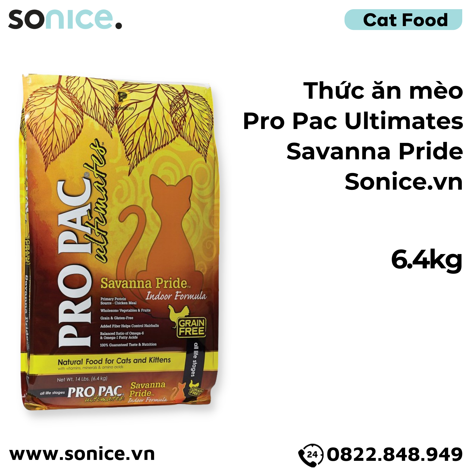  Thức ăn mèo Pro Pac Ultimates Savanna Pride 6kg SONICE. 
