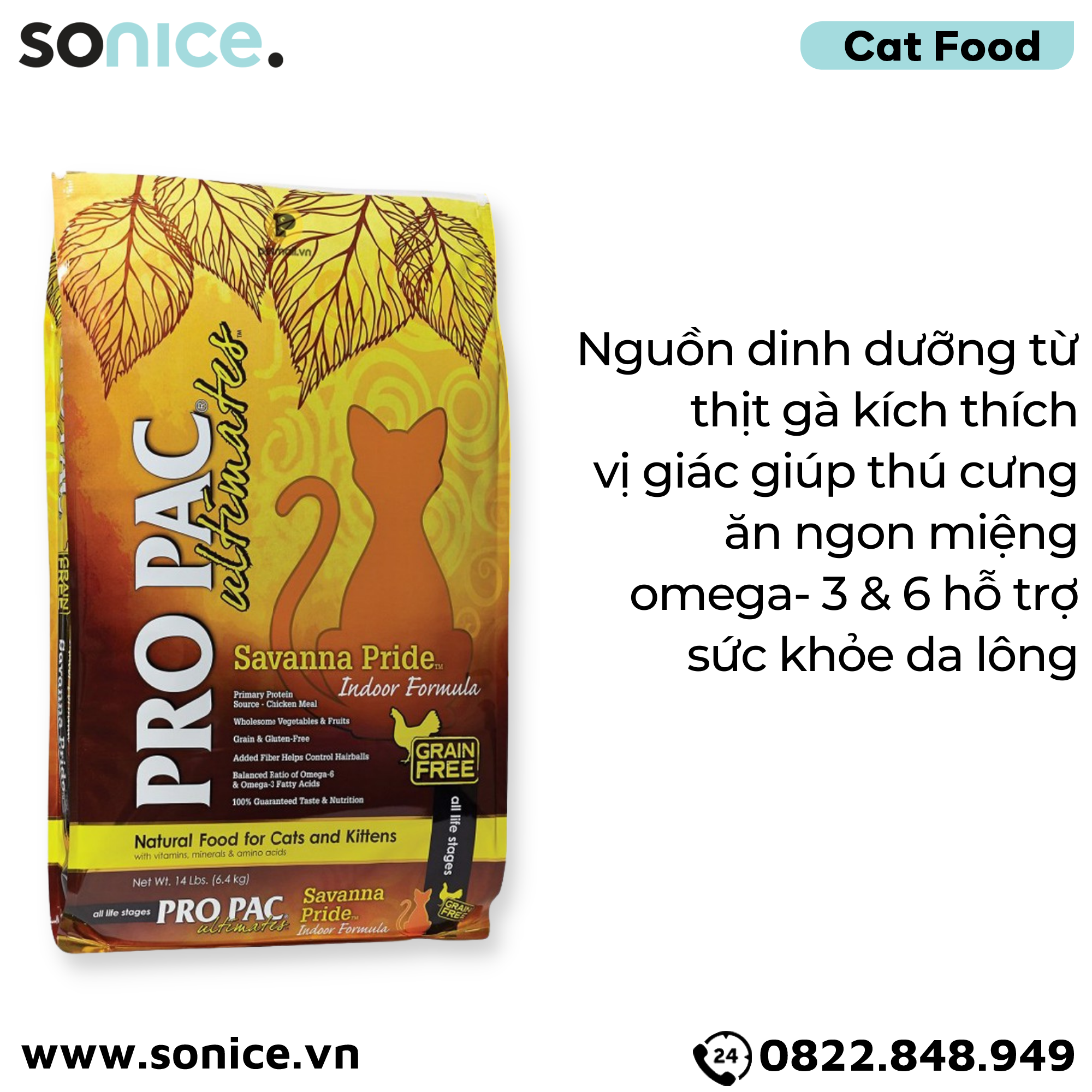 Thức ăn mèo Pro Pac Ultimates Savanna Pride 6kg SONICE.