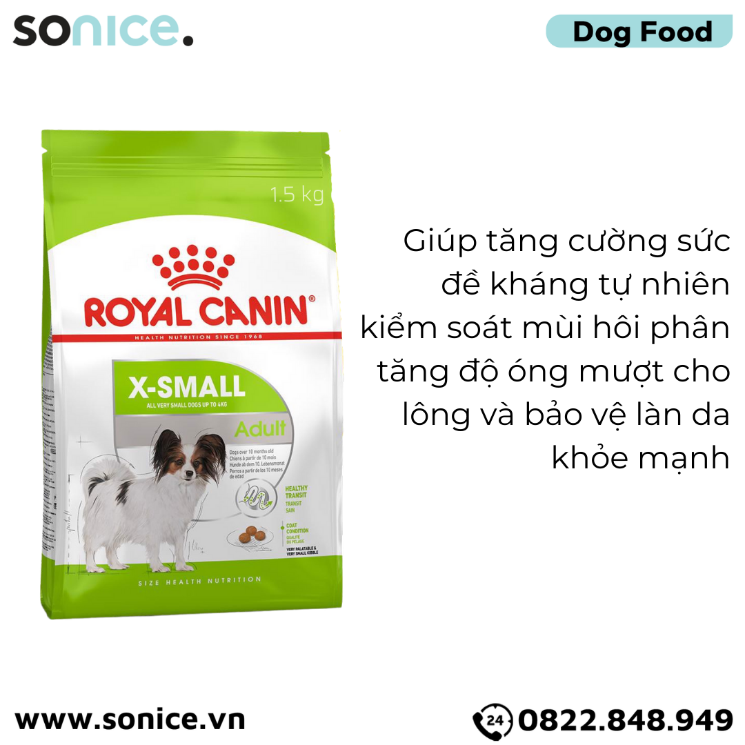 Thức ăn chó Royal Canin Xsmall Adult 1.5kg - Chó lớn giống nhỏ size X-Small SONICE.