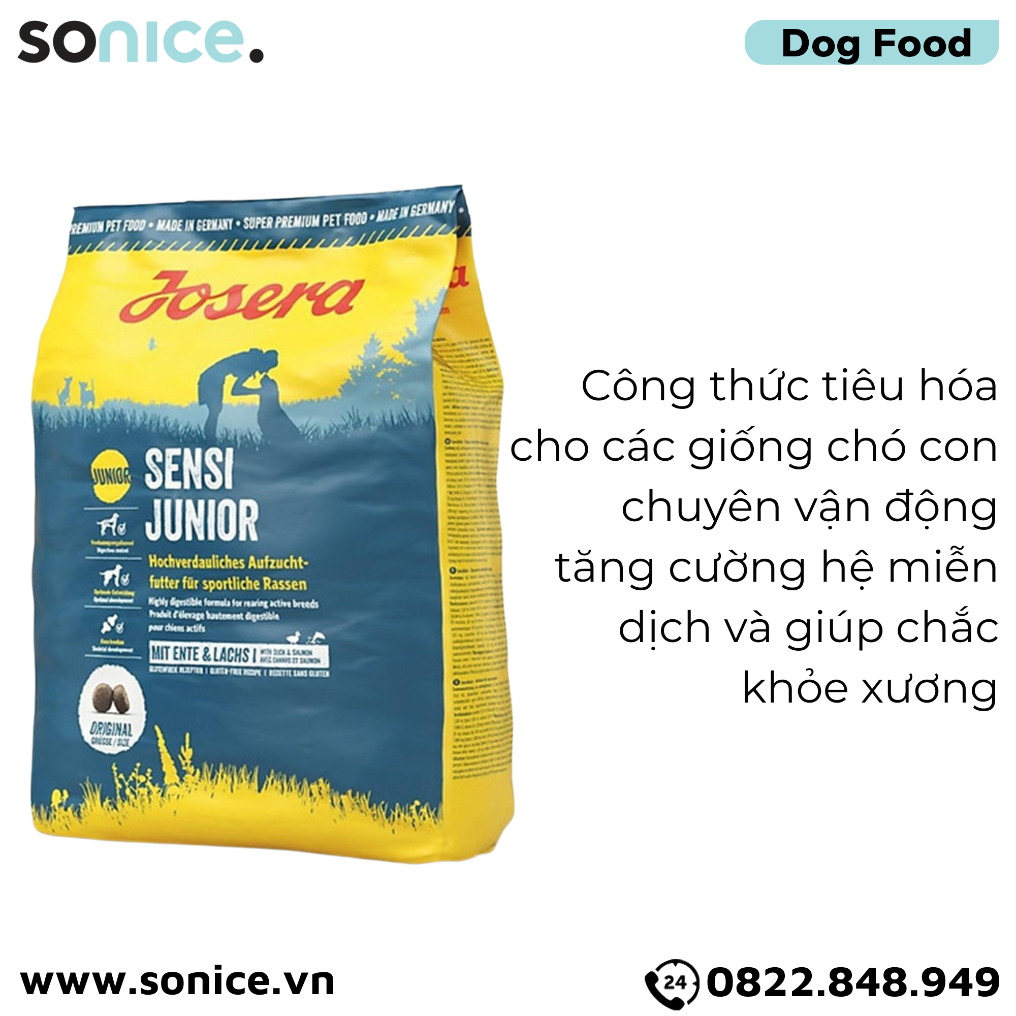 Thức ăn chó Josera Sensi Junior 9kg - chó con giống vừa nhập Germany SONICE.
