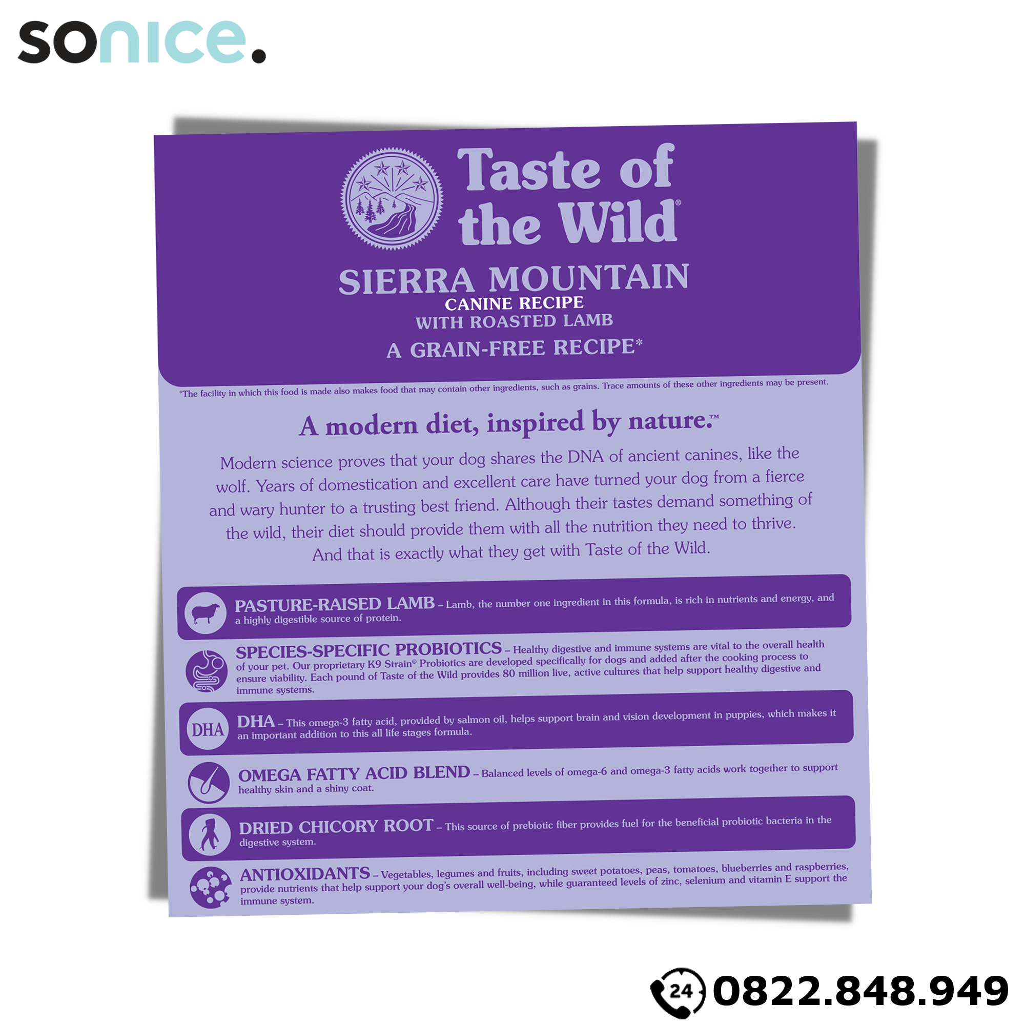 Thức ăn chó Taste Of The Wild Sierra Mountain 6kg - Roasted Lamb, Thịt Cừu Nướng - mọi lứa tuổi nhập USA SONICE.
