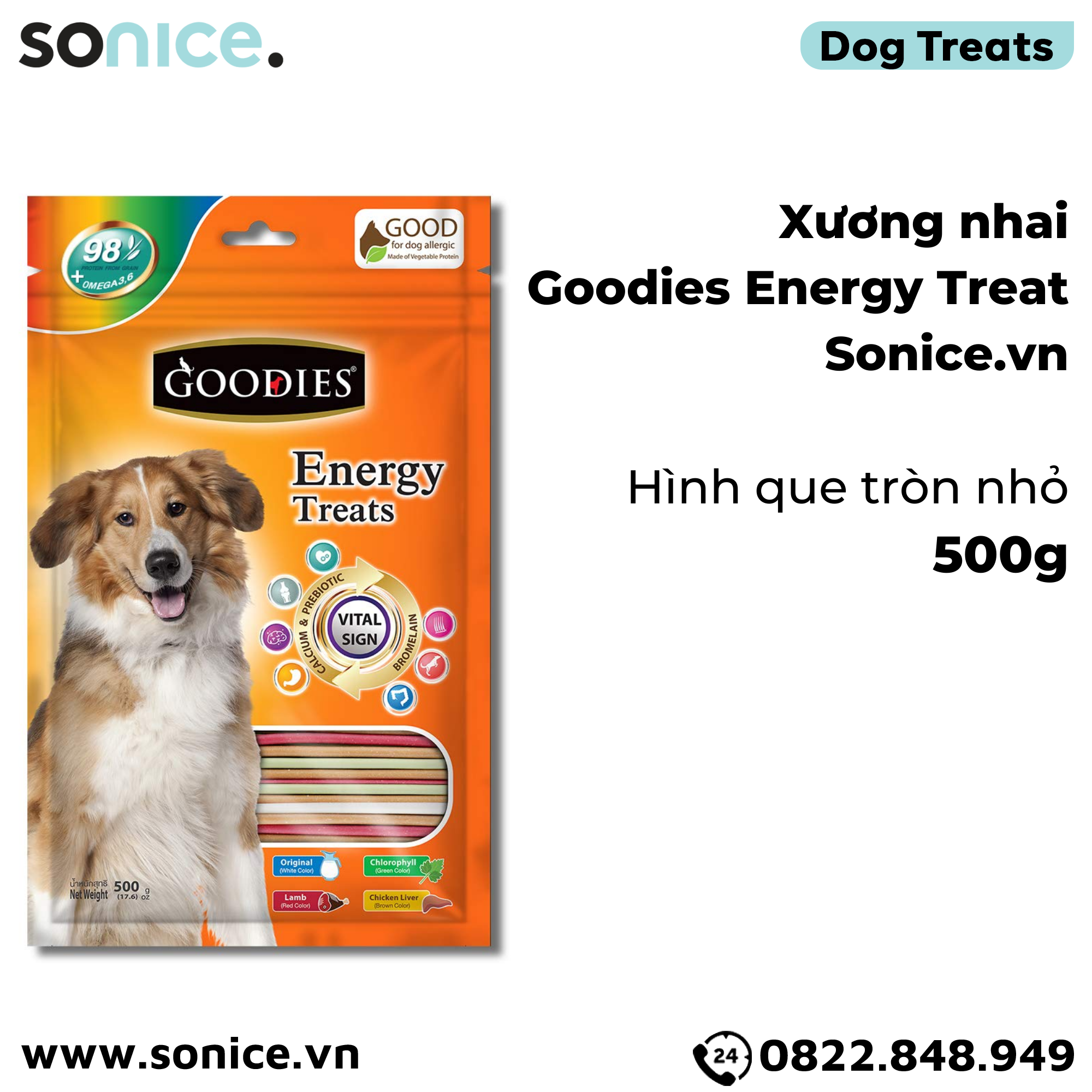 Snack GOODIES cho Chó nhiều vị 500g - Que tròn nhỏ nhập Thái SONICE.