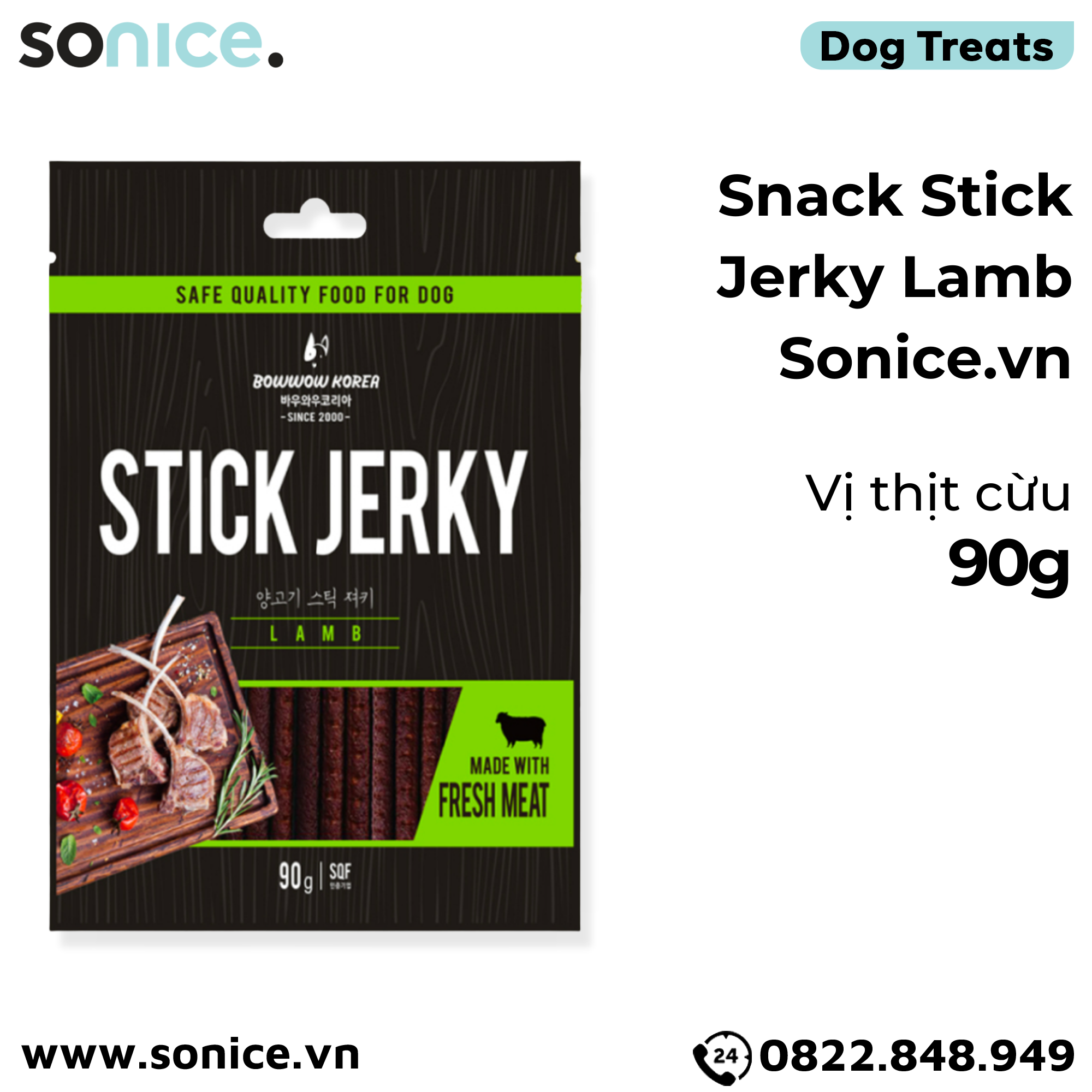 Snack Stick Jerky Lamb 90g - thịt Cừu SONICE.