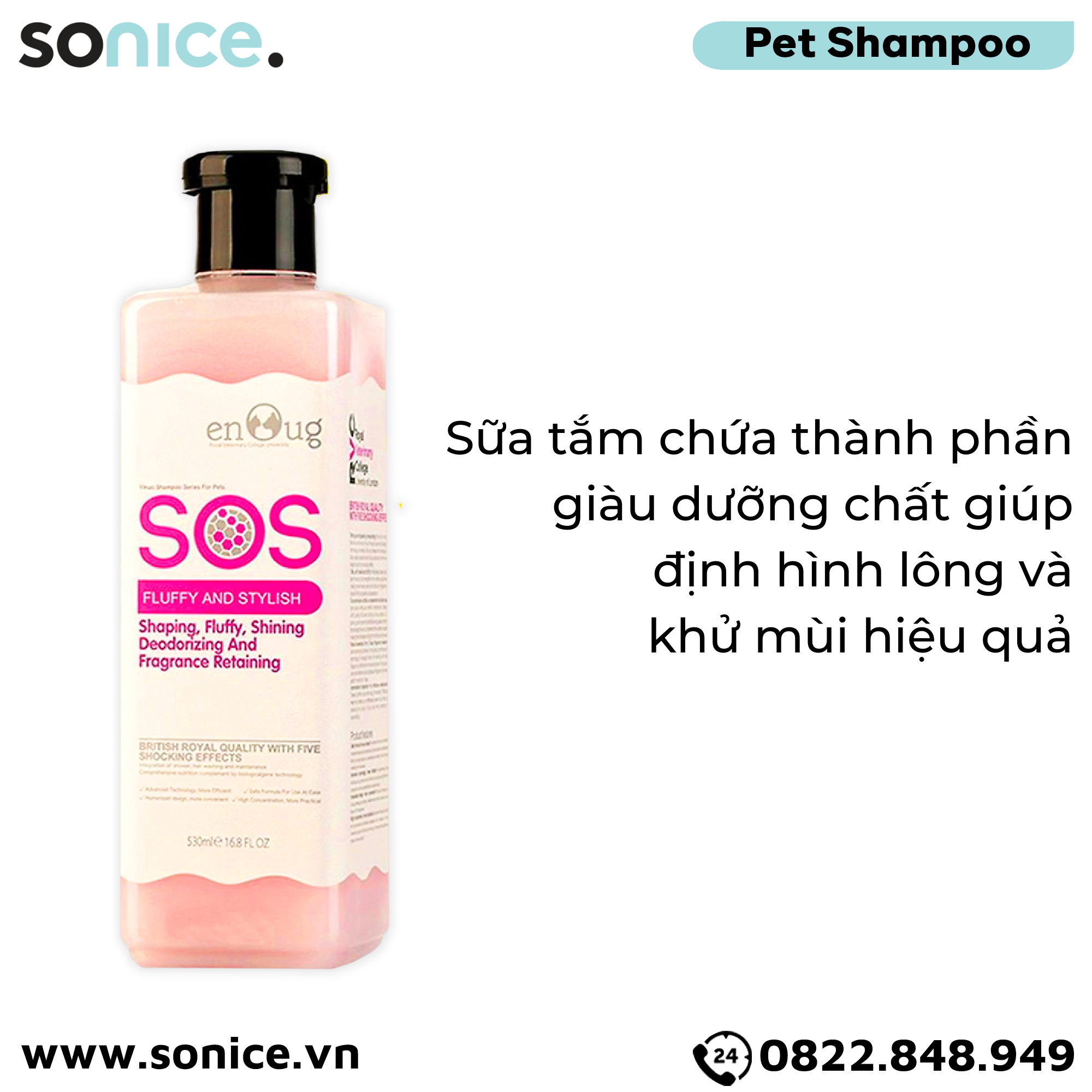 ENOUG SOS - Sữa Tắm SOS Làm Bông Định Hình Lông Cho Thú Cưng 530ml SONICE.