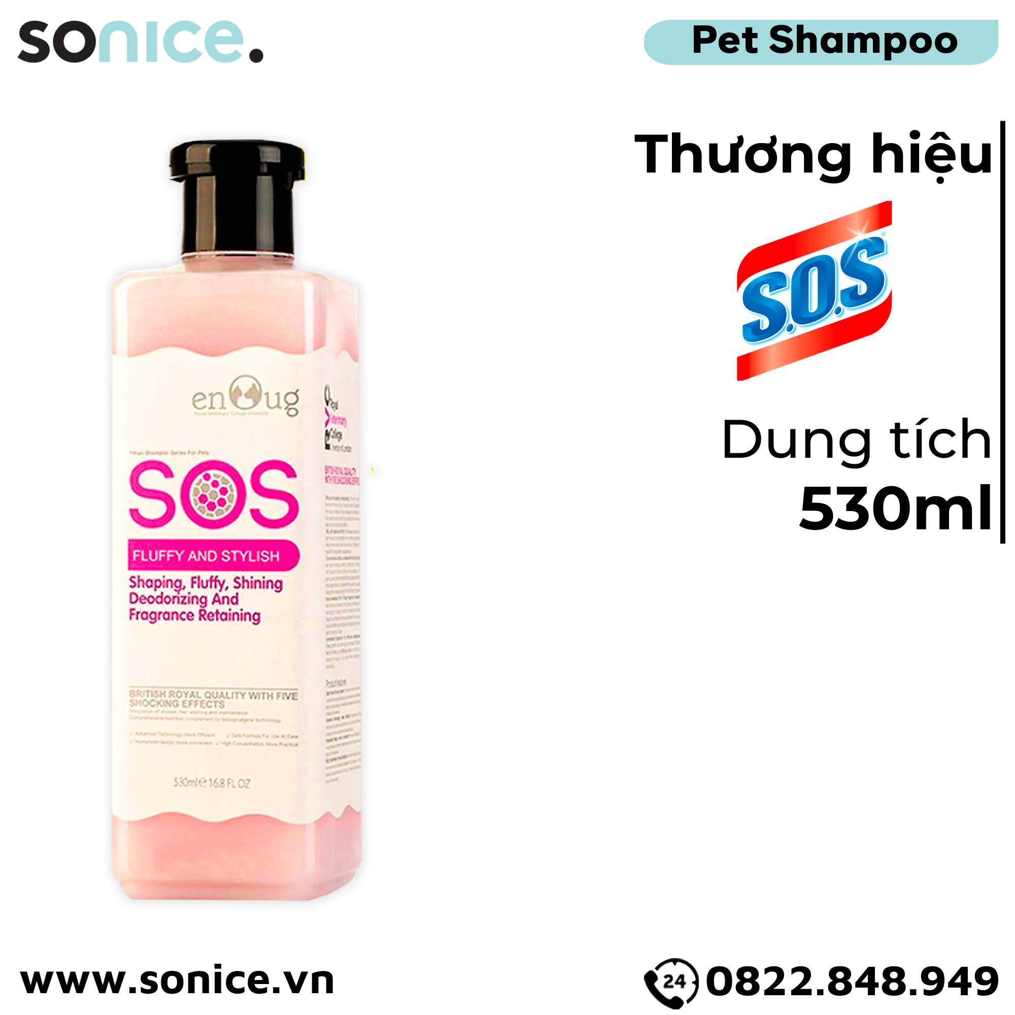 ENOUG SOS - Sữa Tắm SOS Làm Bông Định Hình Lông Cho Thú Cưng 530ml SONICE.