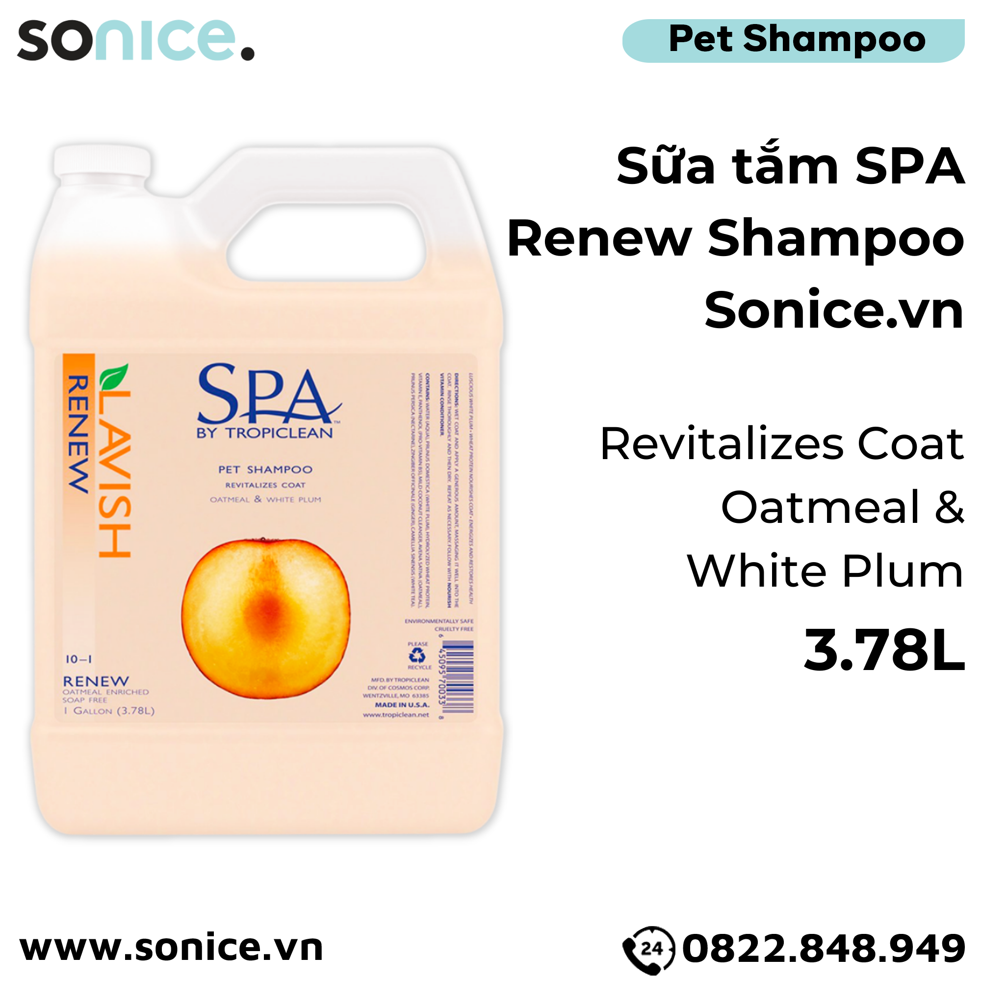 Sữa tắm Spa Renew Shampoo 3.78L - Hương mận trắng SONICE.