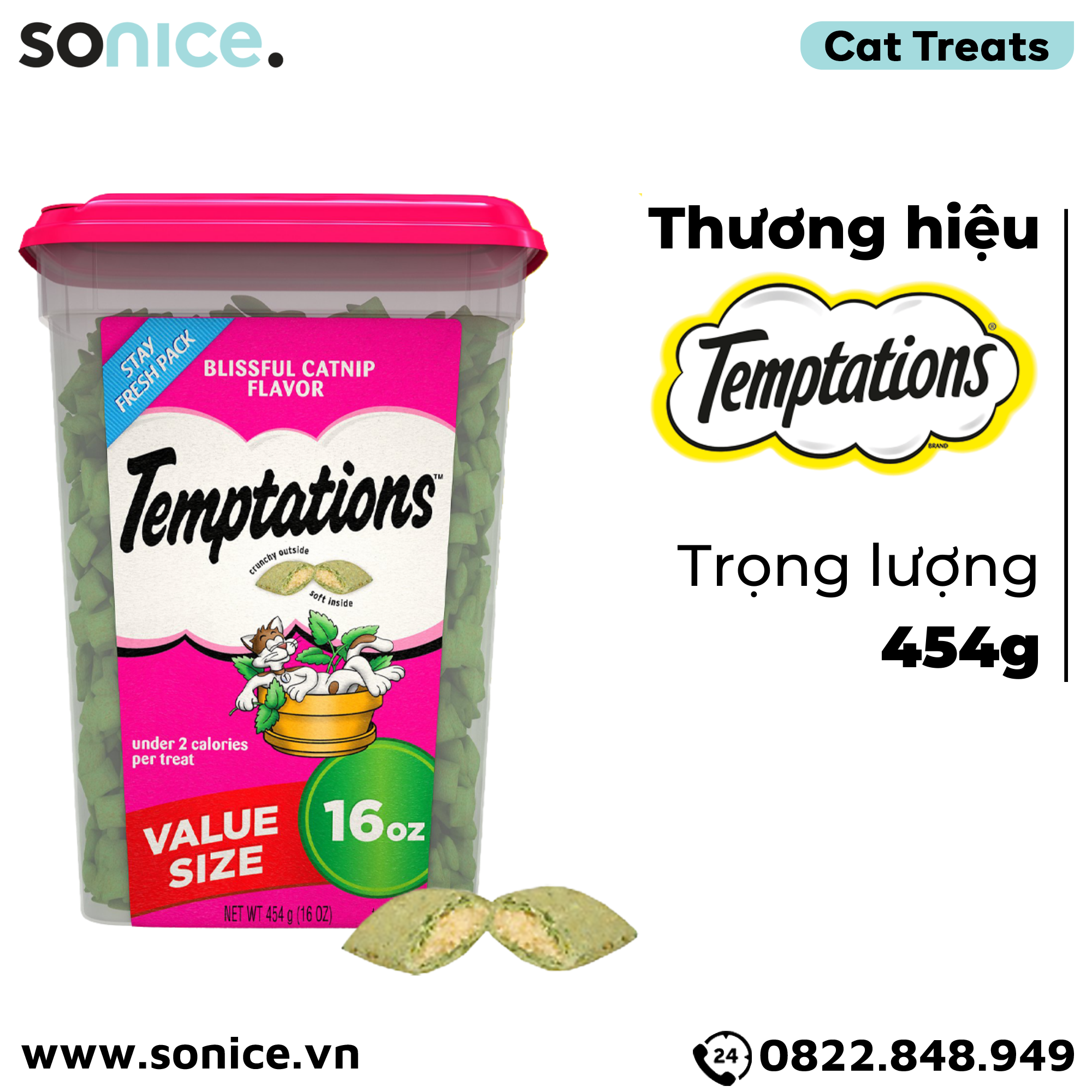 Treat mèo Temptations Mixups Blissful Catnip 454g - cỏ bạc hà, thịt gà SONICE.