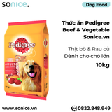  Thức ăn cho chó lớn PEDIGREE 10kg - vị Bò và Rau củ SONICE. 