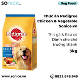  Thức ăn cho chó lớn PEDIGREE 3kg - vị Gà và Rau củ SONICE. 