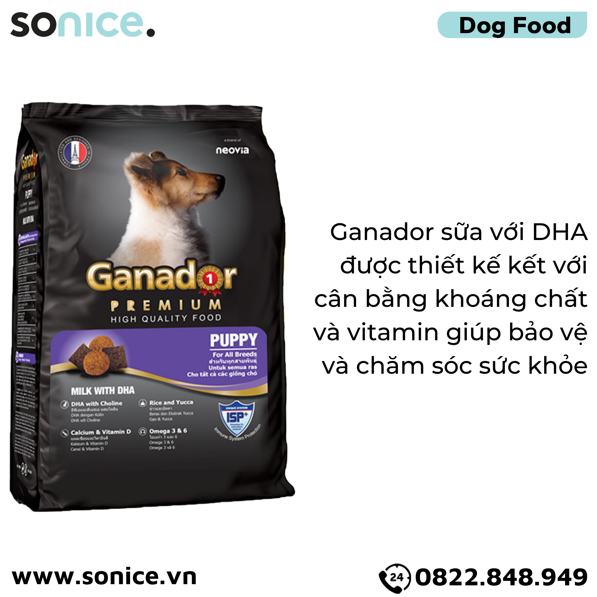 Thức ăn chó GANADOR Puppy 20kg - Milk with DHA SONICE.