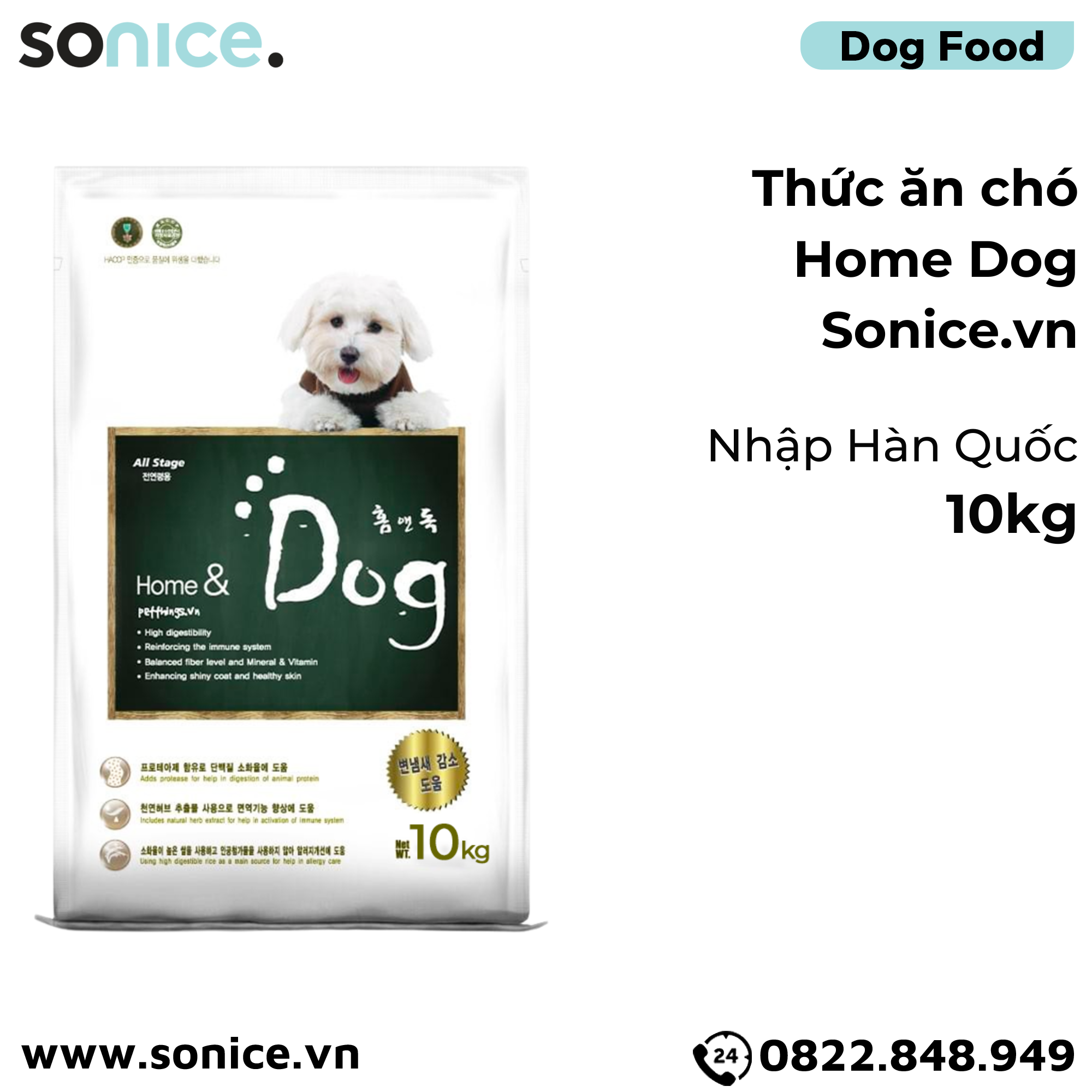 Thức ăn chó Home Dog 10kg - nhập Hàn Quốc SONICE.
