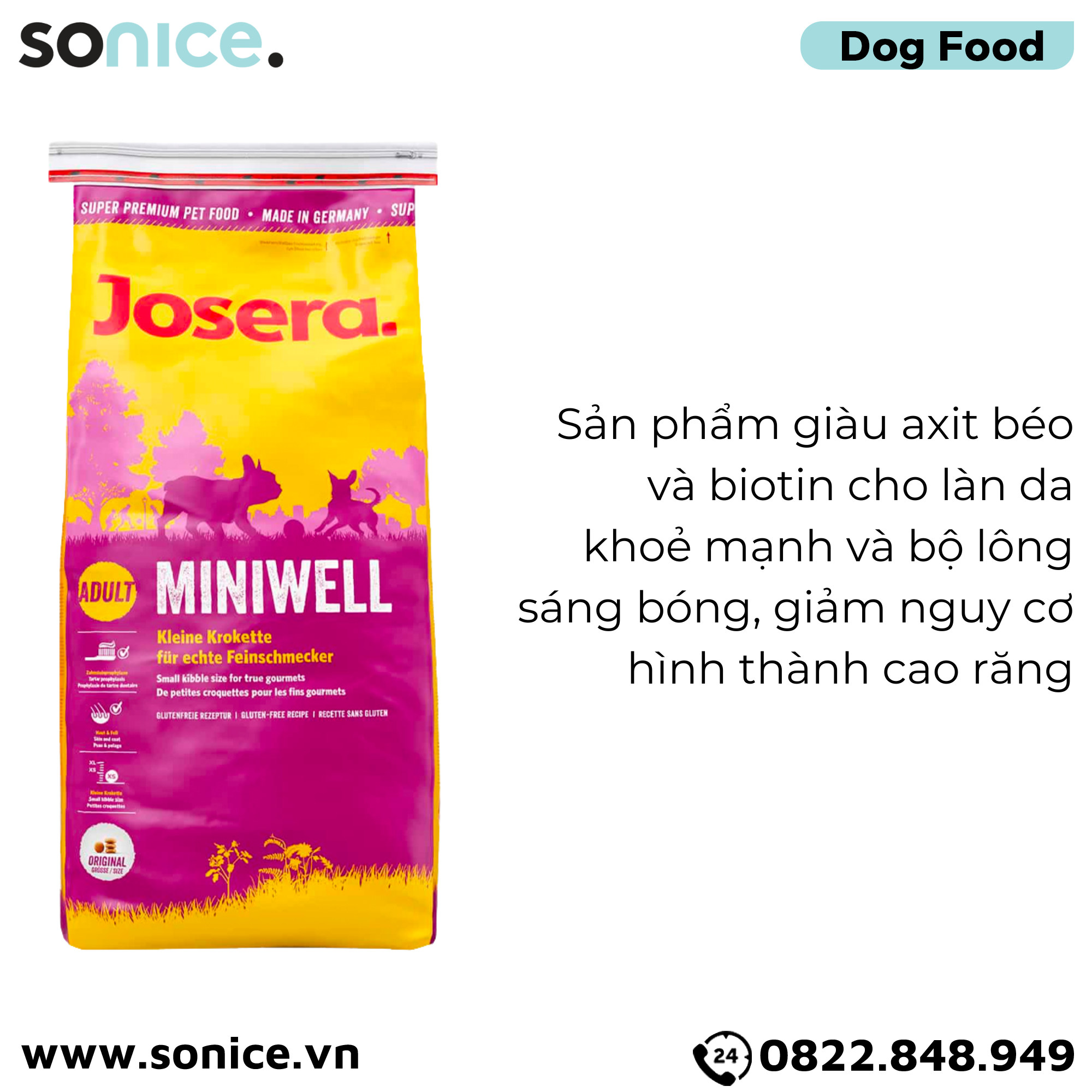 Thức ăn chó Josera Mini Well Adult 15kg - chó lớn giống nhỏ Nhập Germany SONICE.