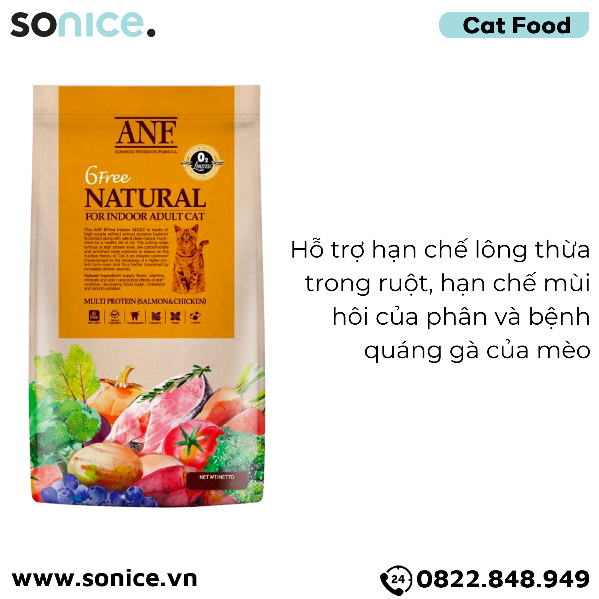 Thức ăn mèo ANF Indoor Adult 12kg - Salmon & Chicken SONICE.