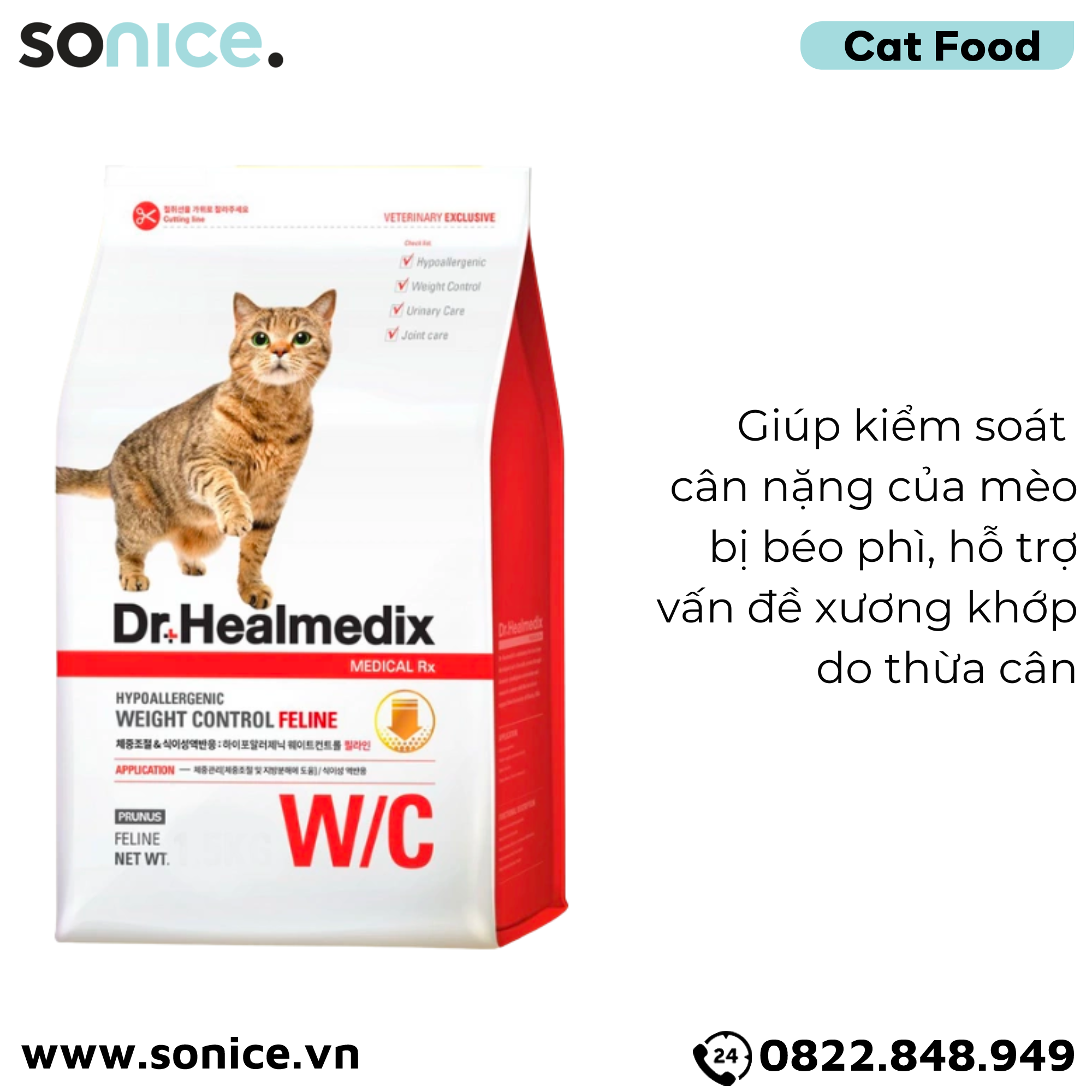 Thức ăn hạt cho mèo Dr. Healmedix Weight Control Feline - 6kg - Quản lí cân nặng SONICE.