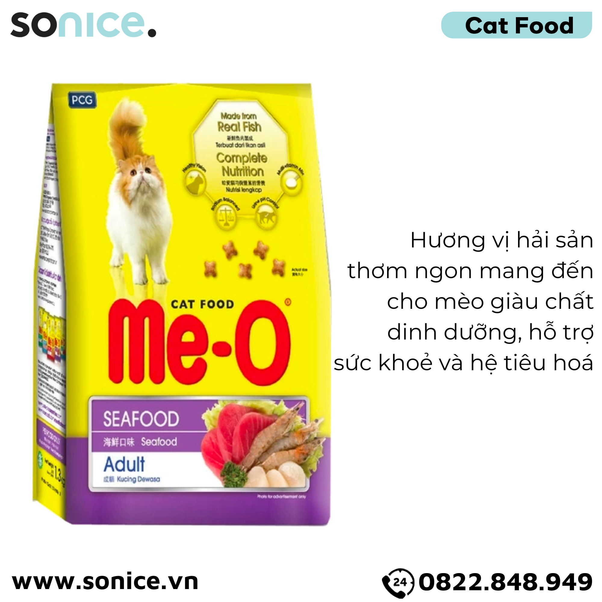 Thức ăn mèo ME-O Seafood 6kg SONICE.