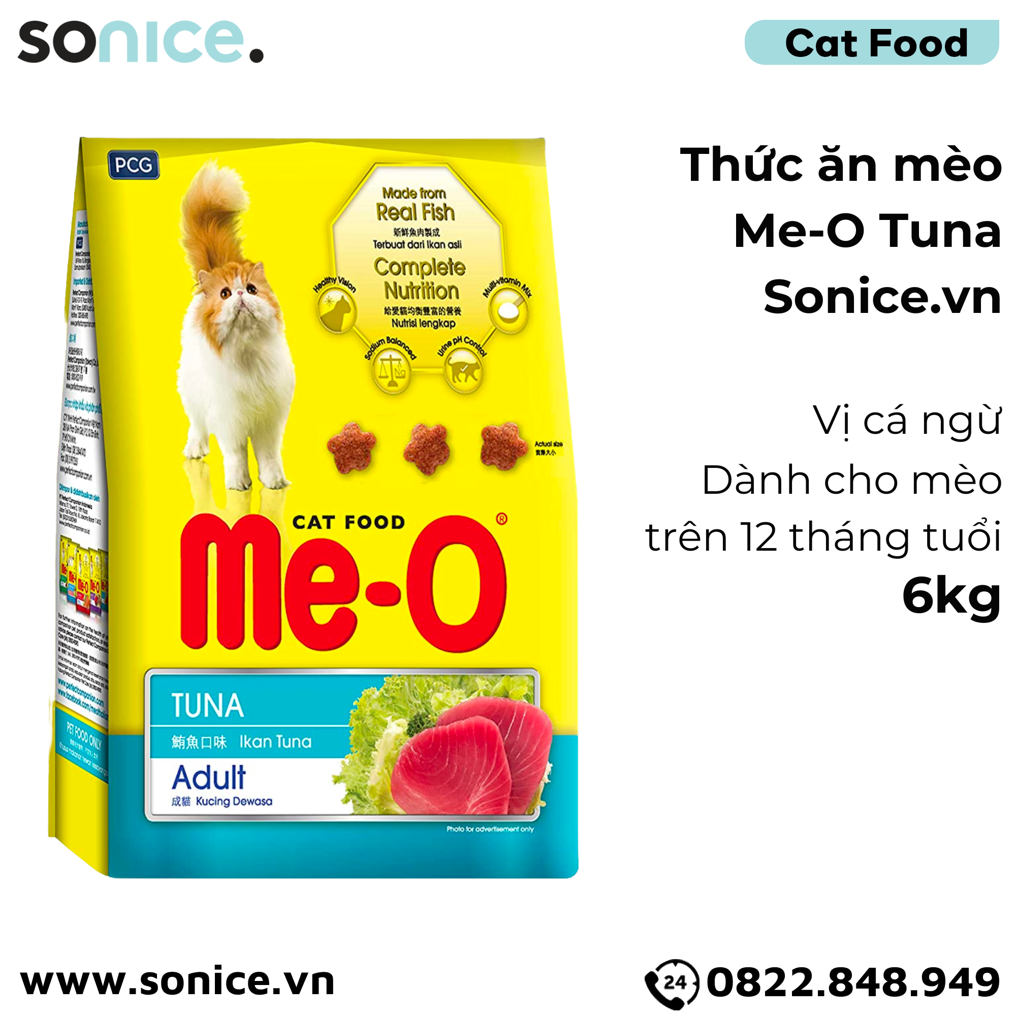 Thức ăn mèo ME-O Tuna 6kg SONICE.