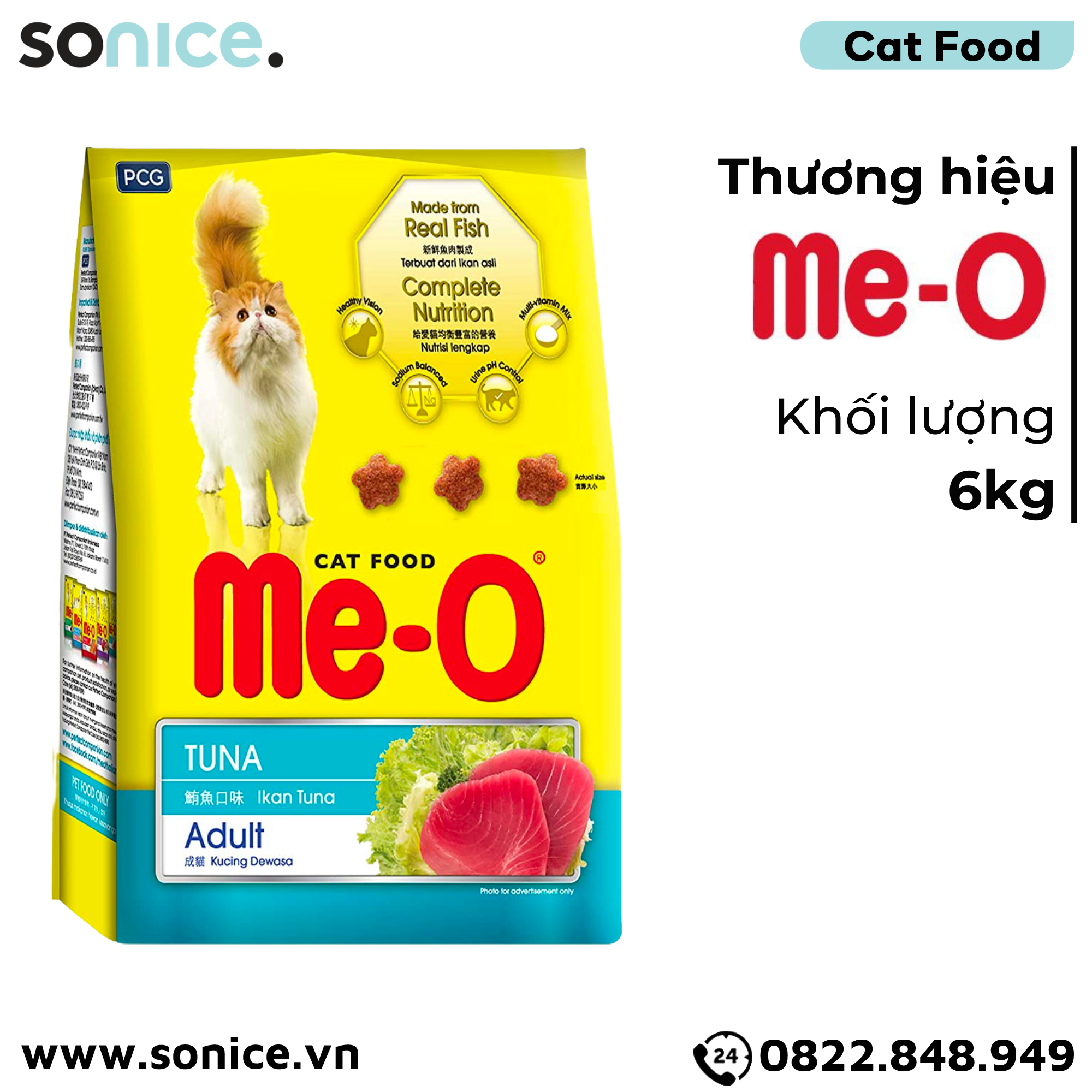 Thức ăn mèo ME-O Tuna 6kg SONICE.