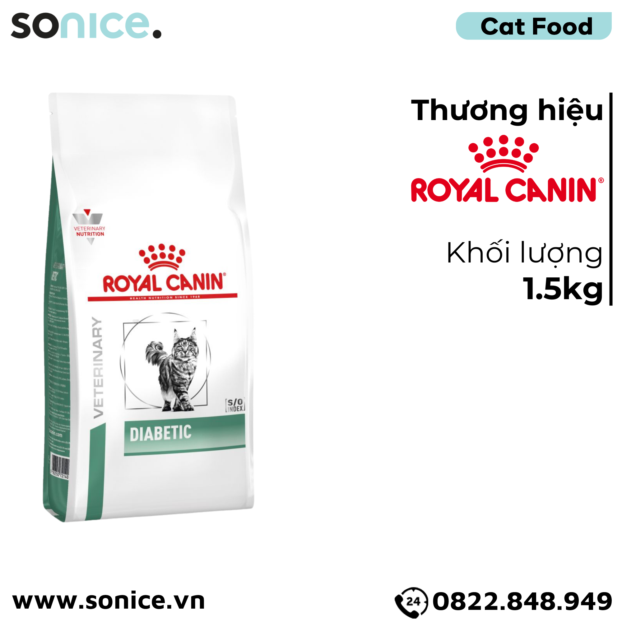 Thức ăn mèo Royal Canin Diabetic Feline 1.5kg - hỗ trợ tiểu đường SONICE.