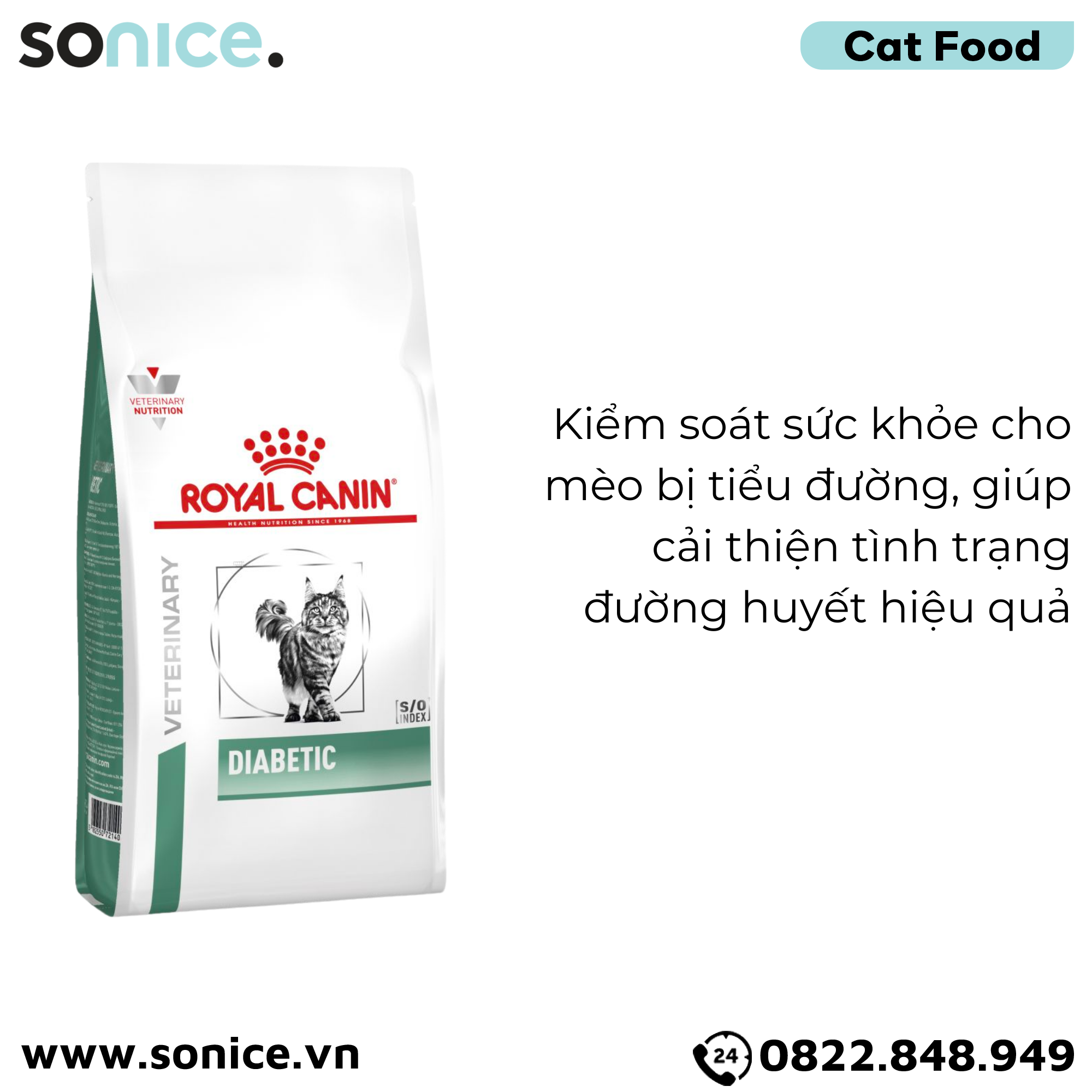 Thức ăn mèo Royal Canin Diabetic Feline 1.5kg - hỗ trợ tiểu đường SONICE.