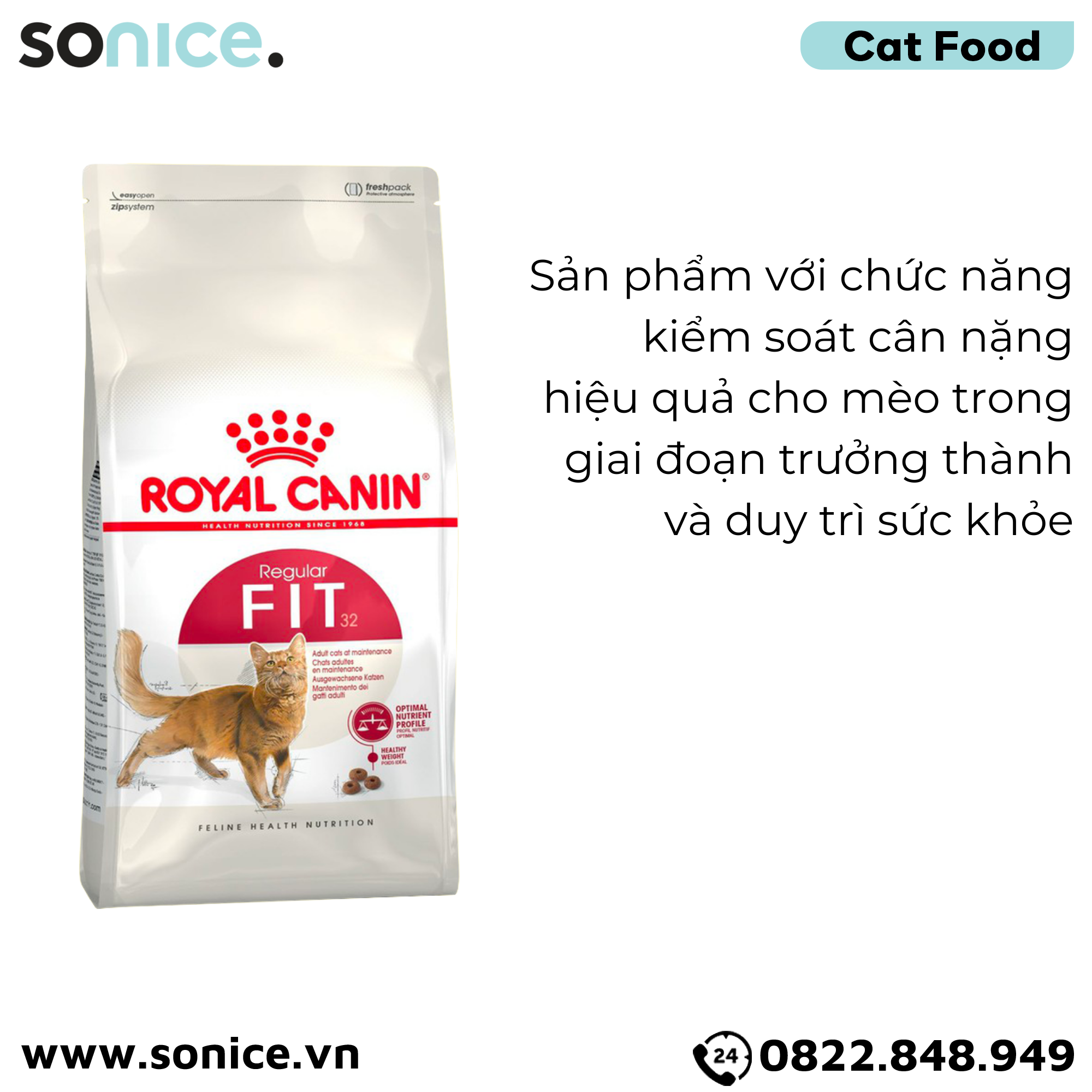 Thức ăn mèo Royal Canin FIT32 6kg SONICE.