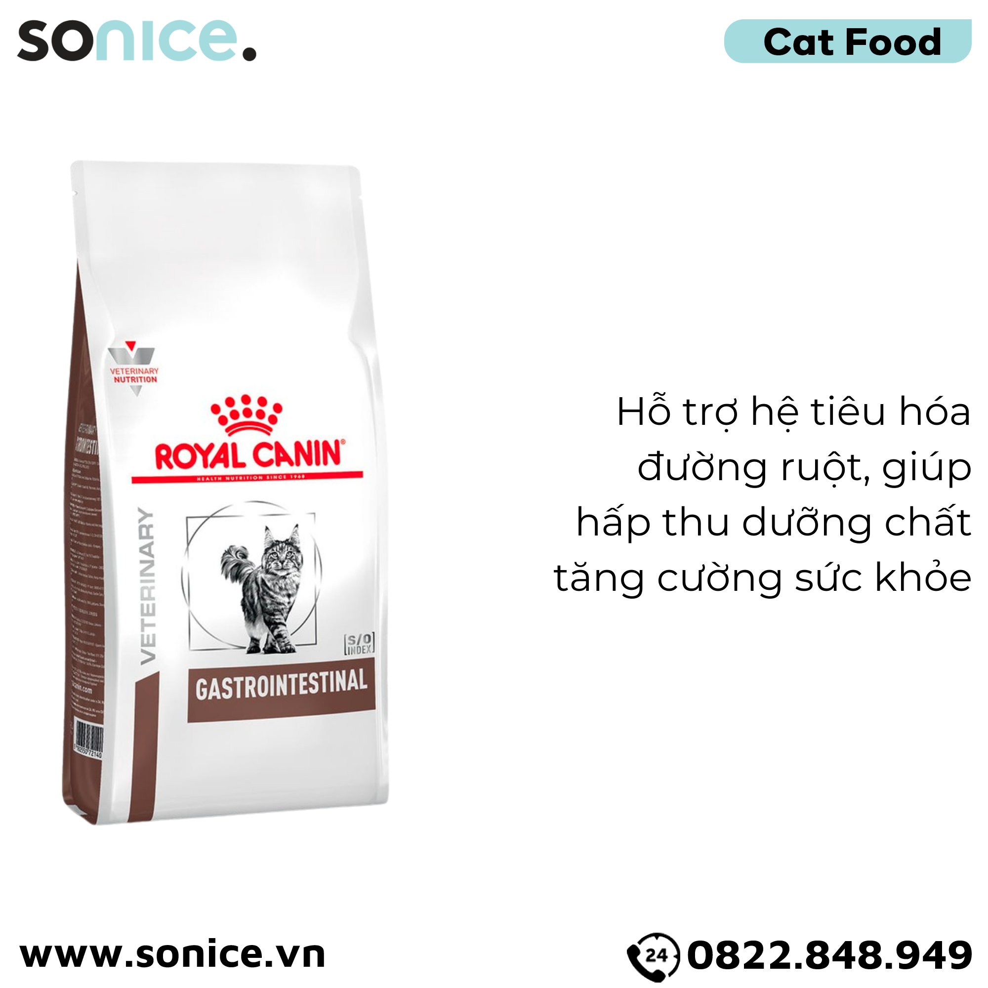 Thức ăn mèo Royal Canin Gastrointestinal 2kg - Hỗ trợ tiêu hoá SONICE.