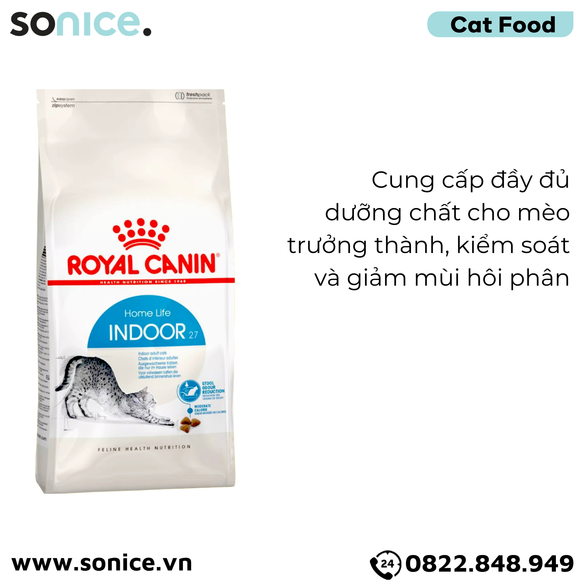 Thức ăn mèo Royal Canin INDOOR 2kg SONICE.