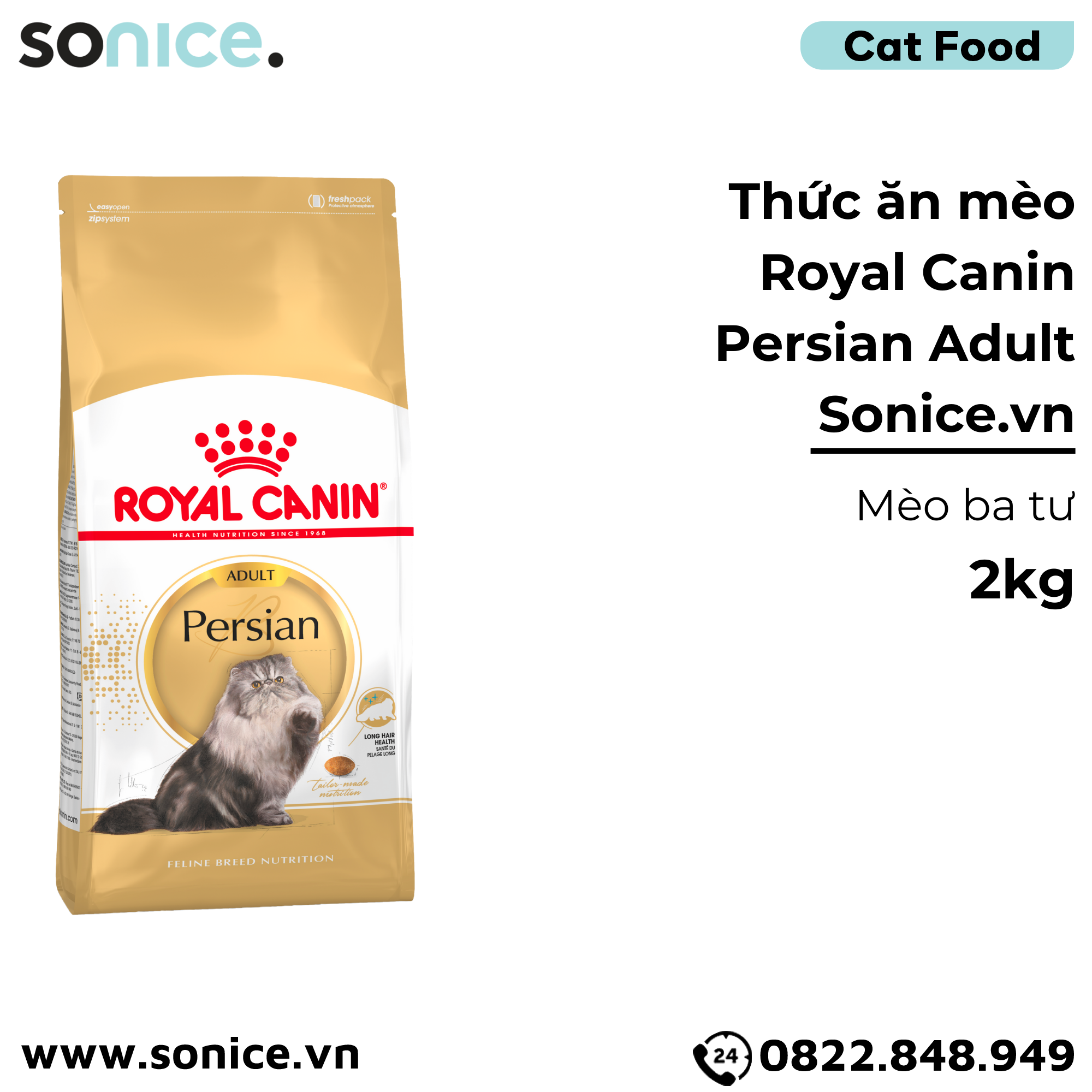 Thức ăn mèo Royal Canin Persian Adult 2kg - mèo ba tư SONICE.