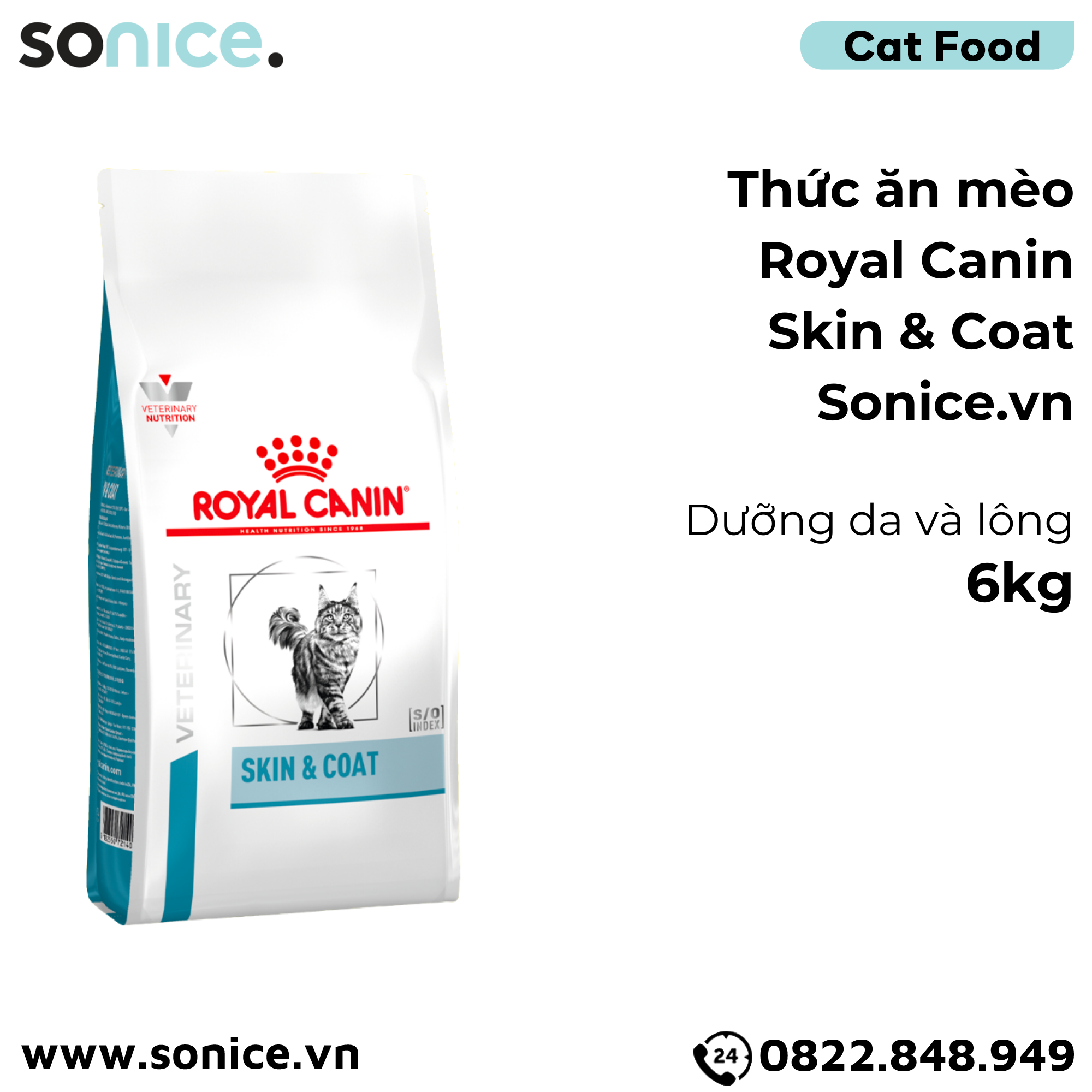 Thức ăn mèo Royal Canin Skin & Coat 6kg - Dưỡng da và lông SONICE.