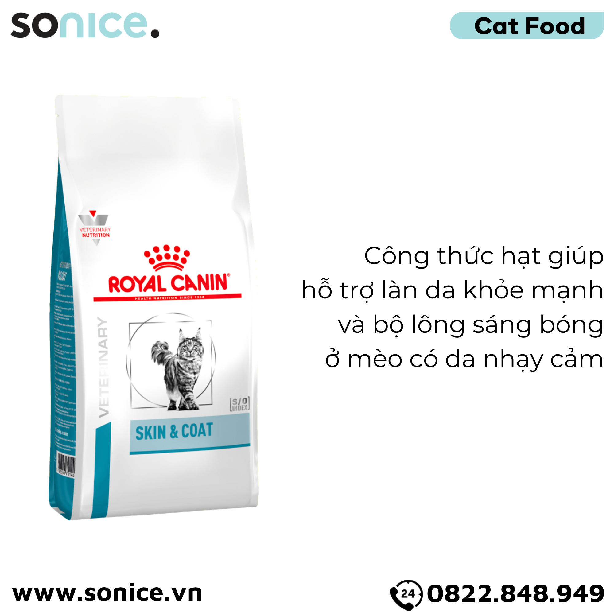 Thức ăn mèo Royal Canin Skin & Coat 6kg - Dưỡng da và lông SONICE.