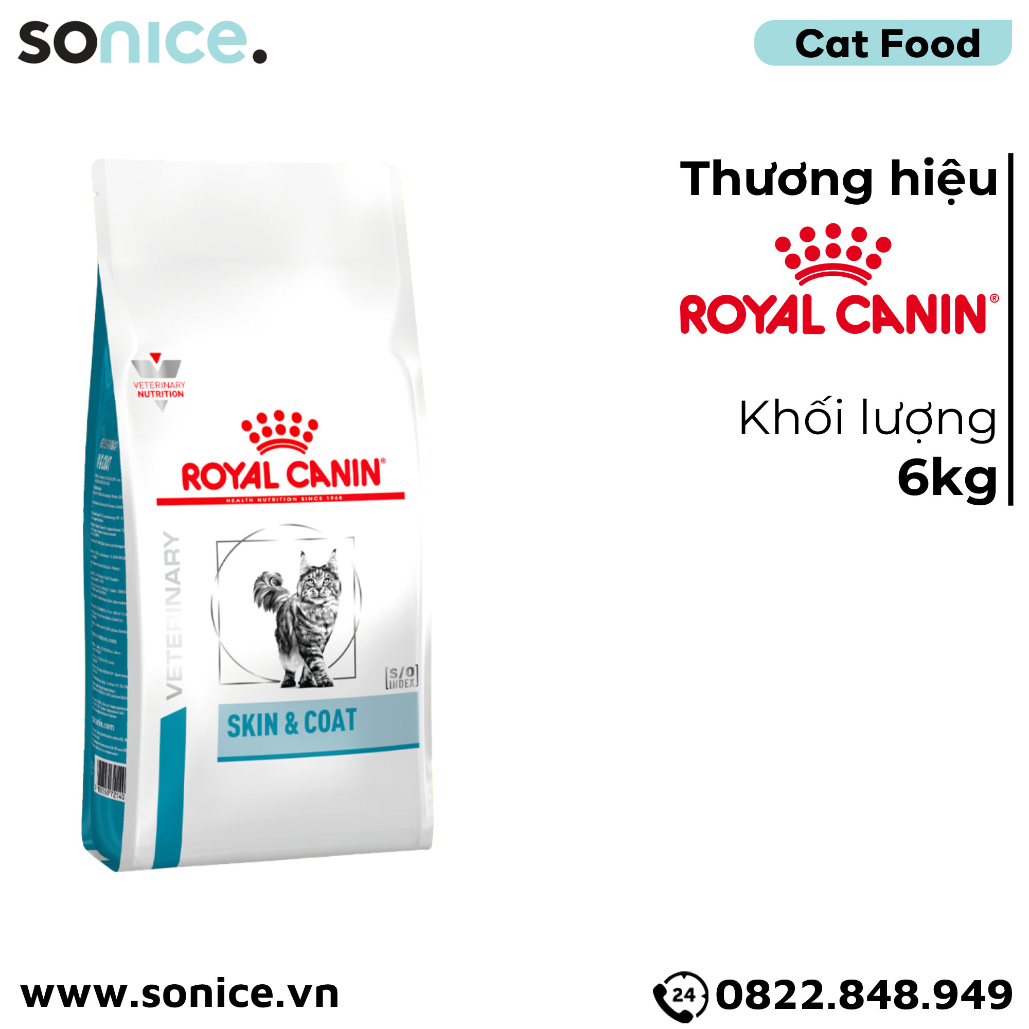 Thức ăn mèo Royal Canin Skin & Coat 6kg - Dưỡng da và lông SONICE.