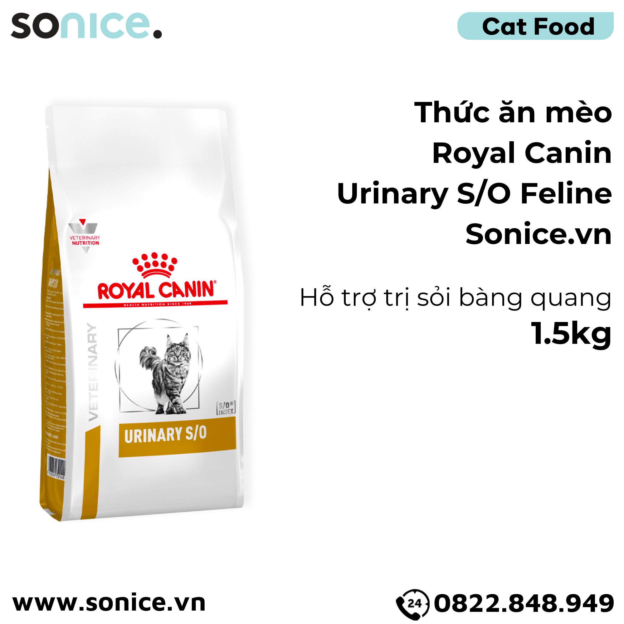 Thức ăn mèo Royal Canin Urinary S/O Feline 1.5kg - Hỗ trợ trị sỏi bàng quang SONICE.
